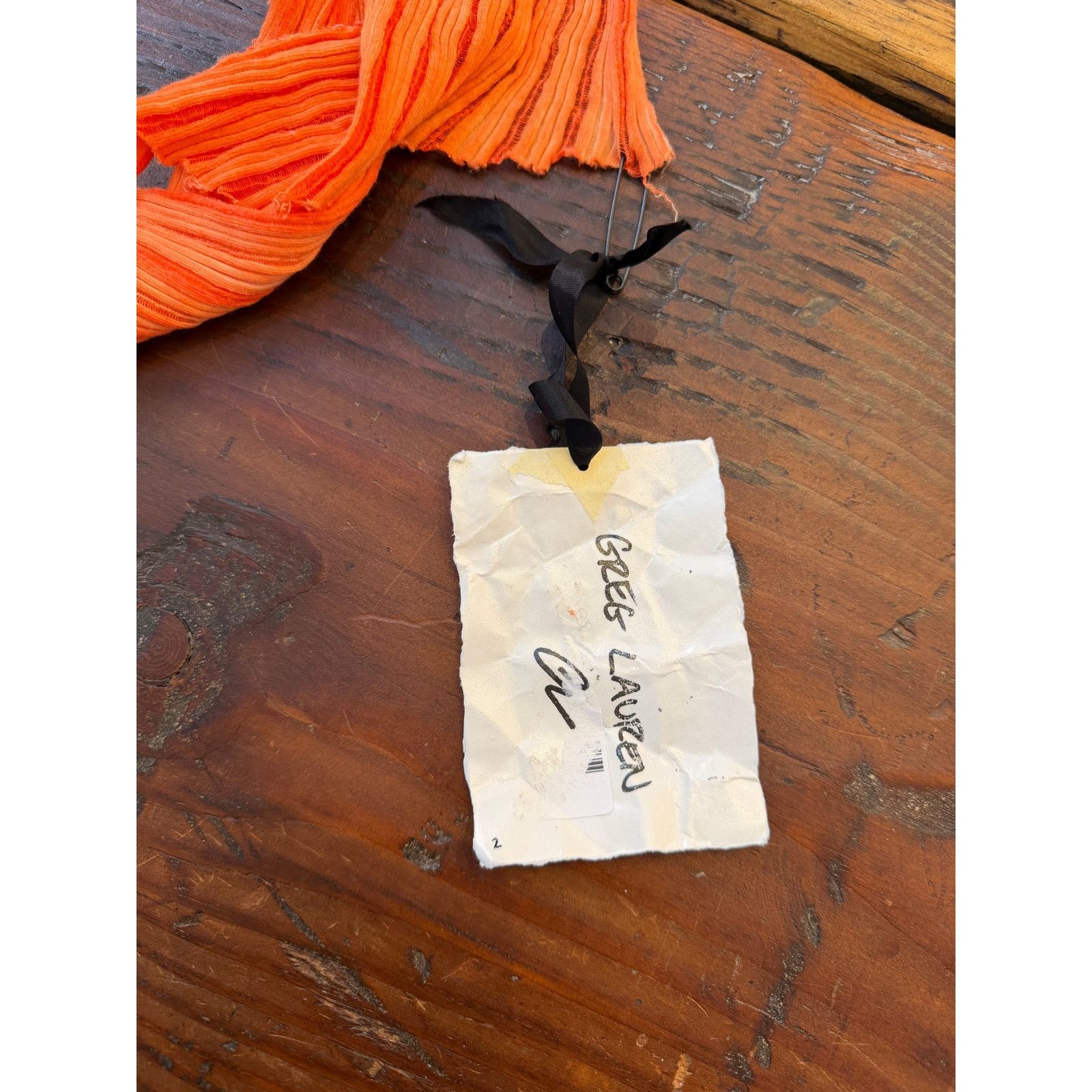 Greg Lauren Greg Lauren SAMPLE Orange Linen Scarf Size ONE SIZE - 6 Thumbnail
