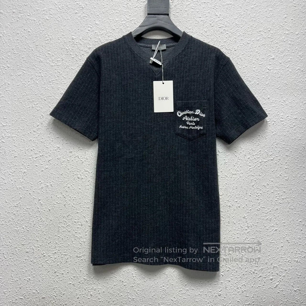 Dior Dior Pocket-embroidered striped wool short-sleeve shirt Size US L / EU 52-54 / 3 - 1 Thumbnail
