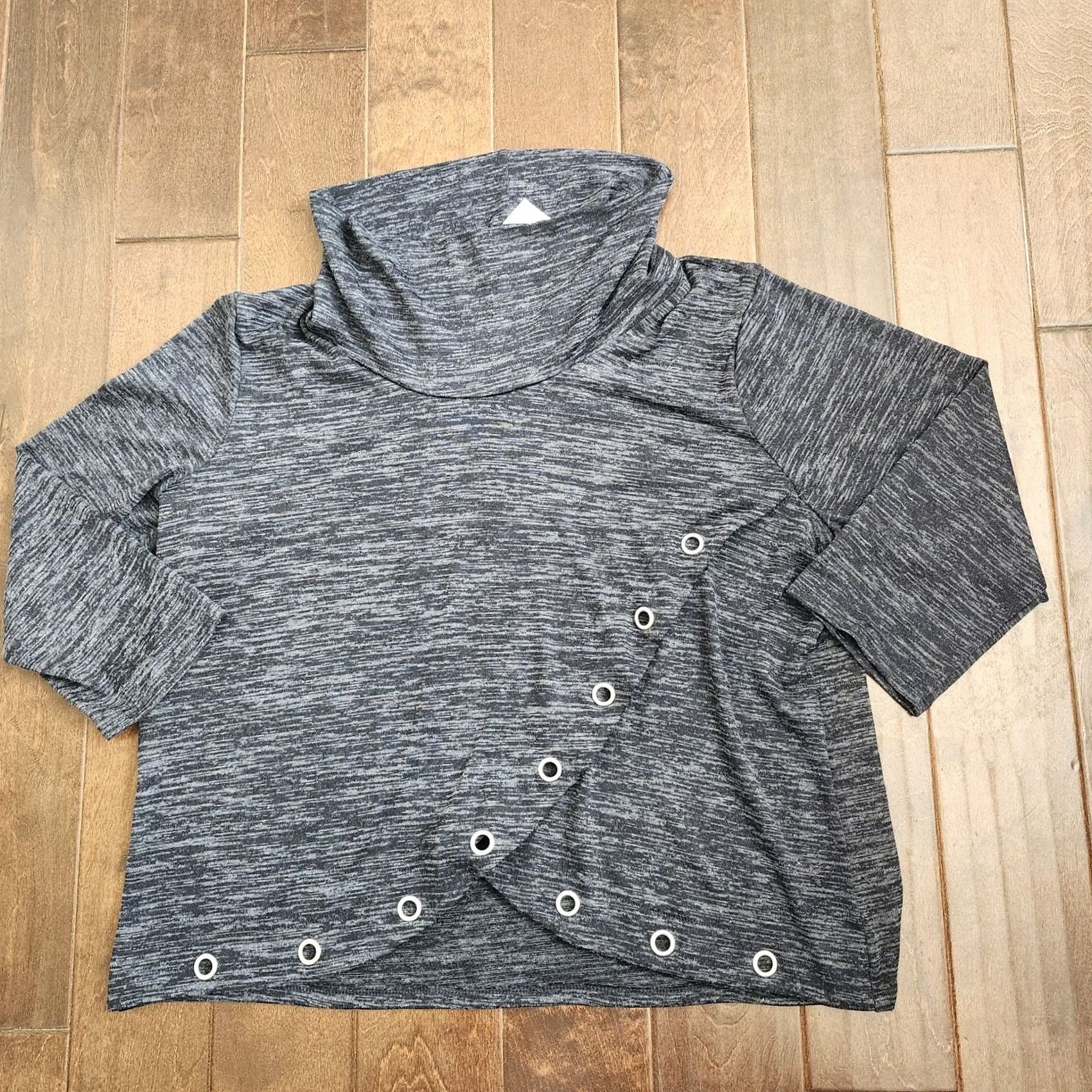 Vintage NY Collection Women's Gray Heathered Cross Over Cowl Neck Blouse - Size 3X Size XXL / US 16-18 / IT 52-54 - 2 Thumbnail