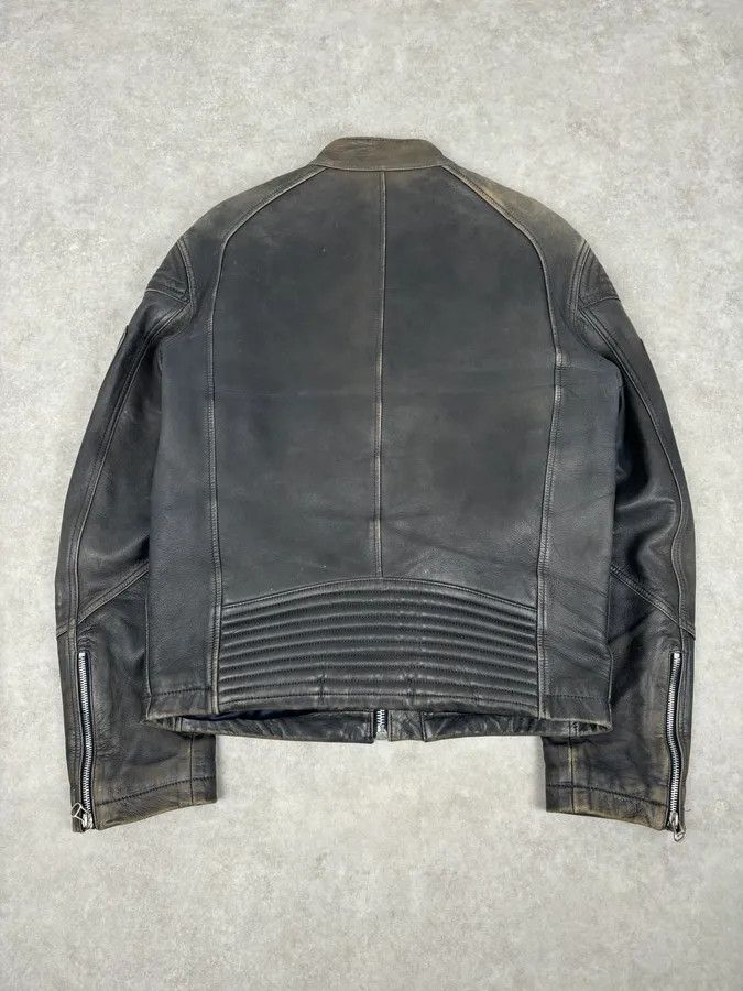 Hugo Boss Hugo Boss Plastron Relief Grey Eroded Leather Biker Jacket Size US M / EU 48-50 / 2 - 5 Thumbnail