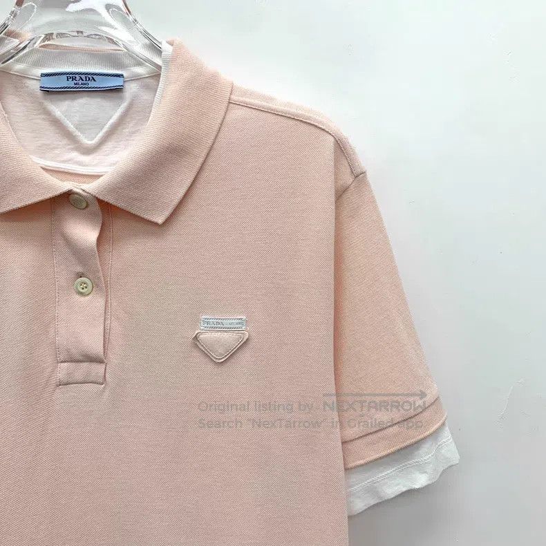 Prada Prada Pink logo triangle Polo collar short-sleeved T-shirt Size XXS / US 00 / IT 34 - 3 Thumbnail