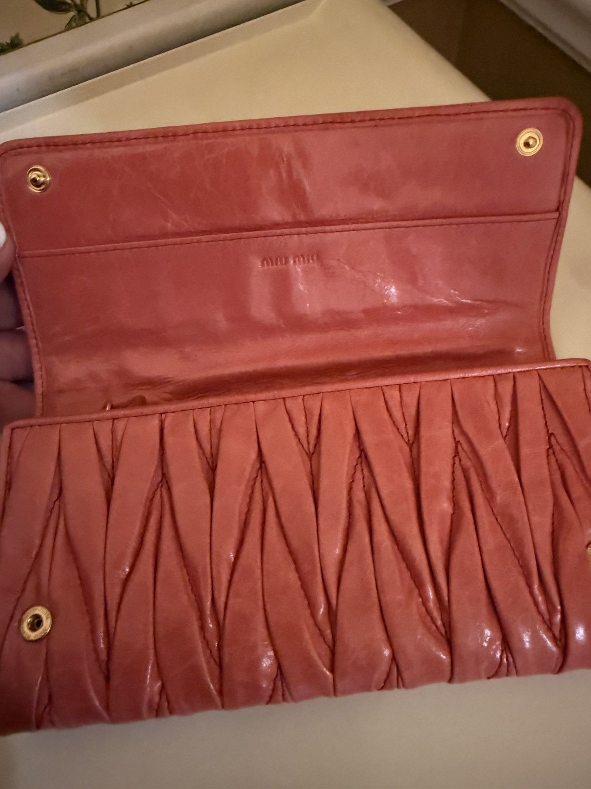 Other Pink Mui Mui Matelasse Leather Wallet Size ONE SIZE - 2 Thumbnail