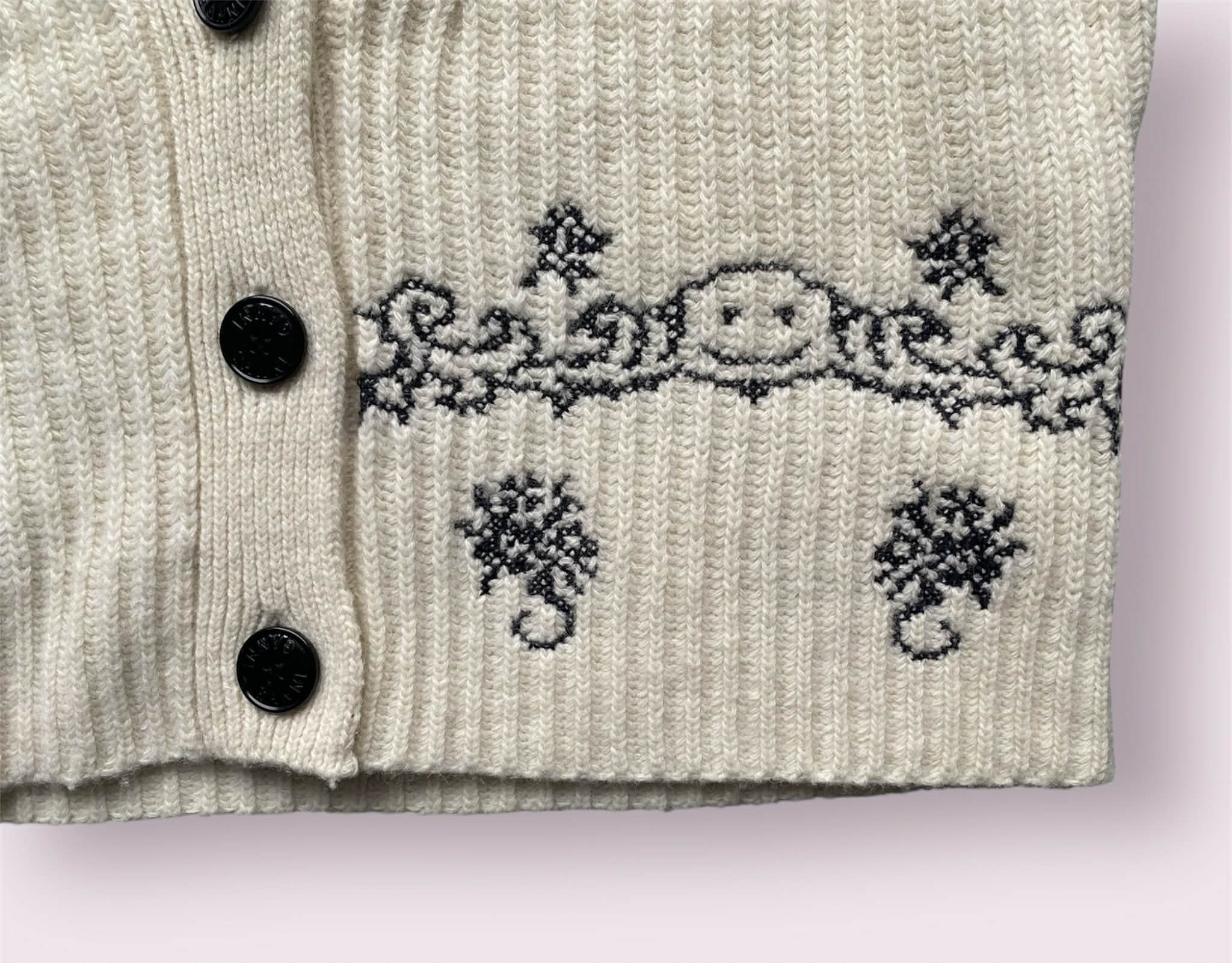 Ganni Ganni Rib Knit Embroidery Cardigan Cream Floral Smiley Size M / US 6-8 / IT 42-44 - 4 Thumbnail