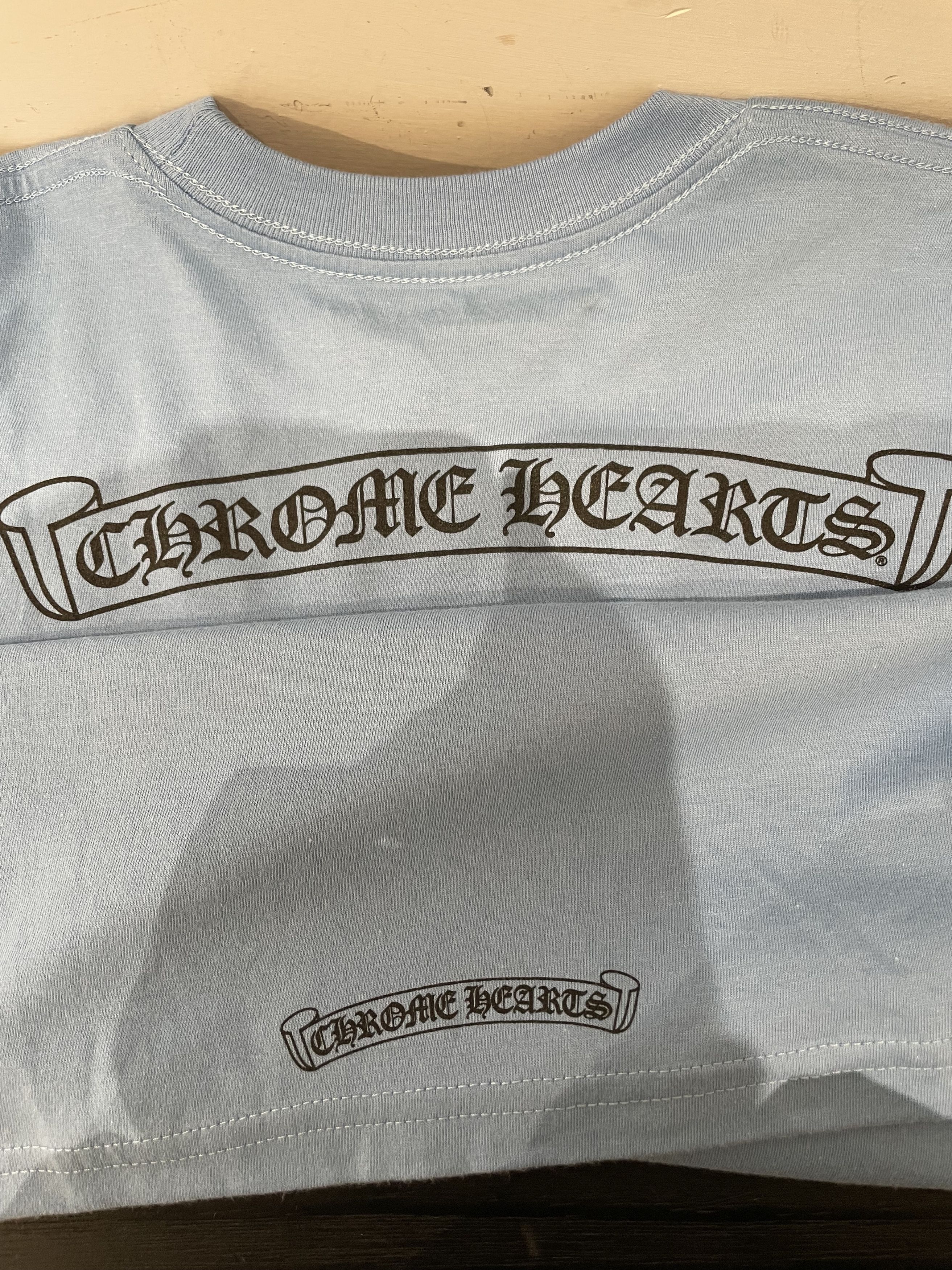 Chrome Hearts Chrome Hearts Scroll Label Blue T-Shirt Tee For Kids Size ONE SIZE - 4 Thumbnail