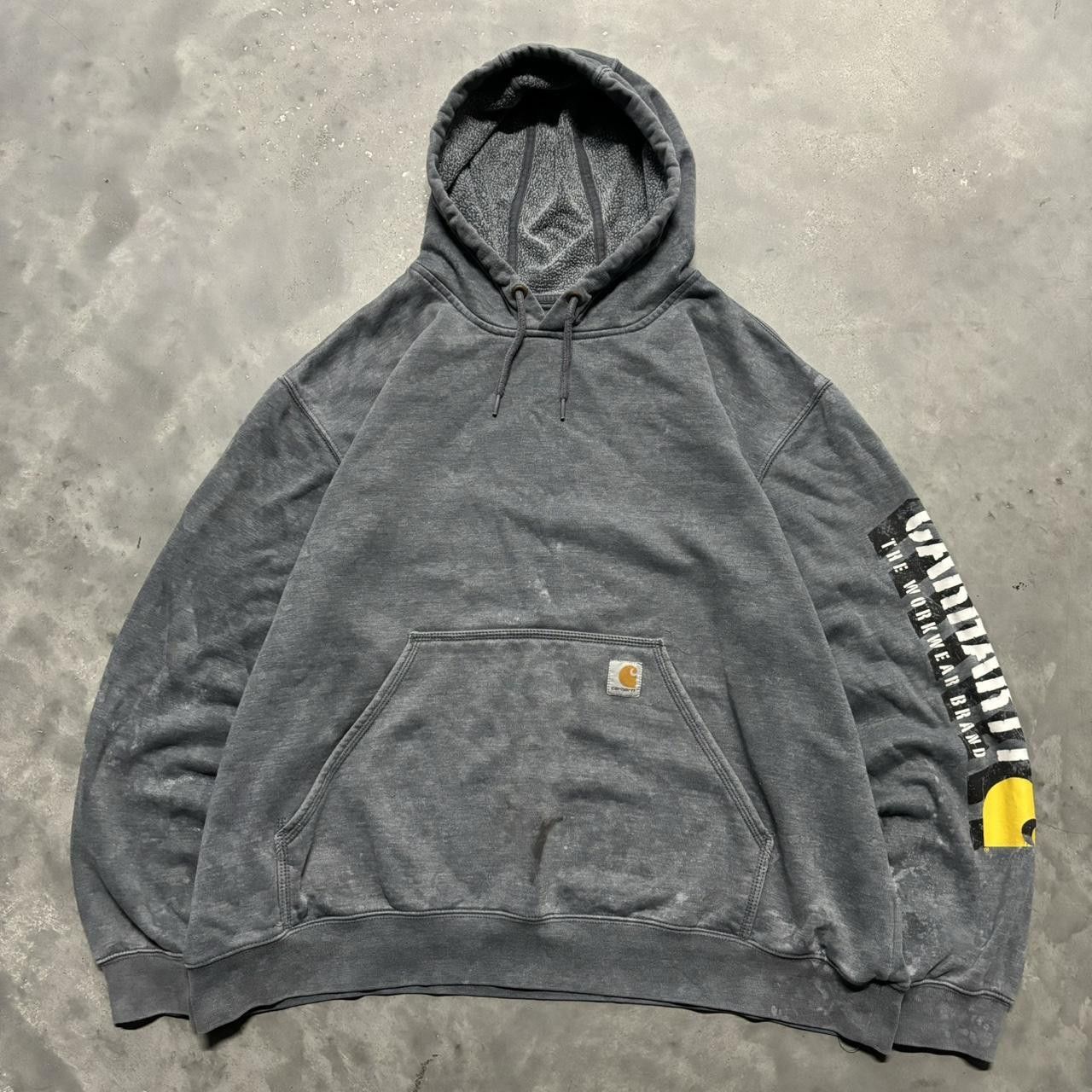 Carhartt × Vintage Crazy Vintage Y2K/2000s Faded Grey Carhartt Workwear Essential Hoodie! Size US XXL / EU 58 / 5 - 1 Thumbnail