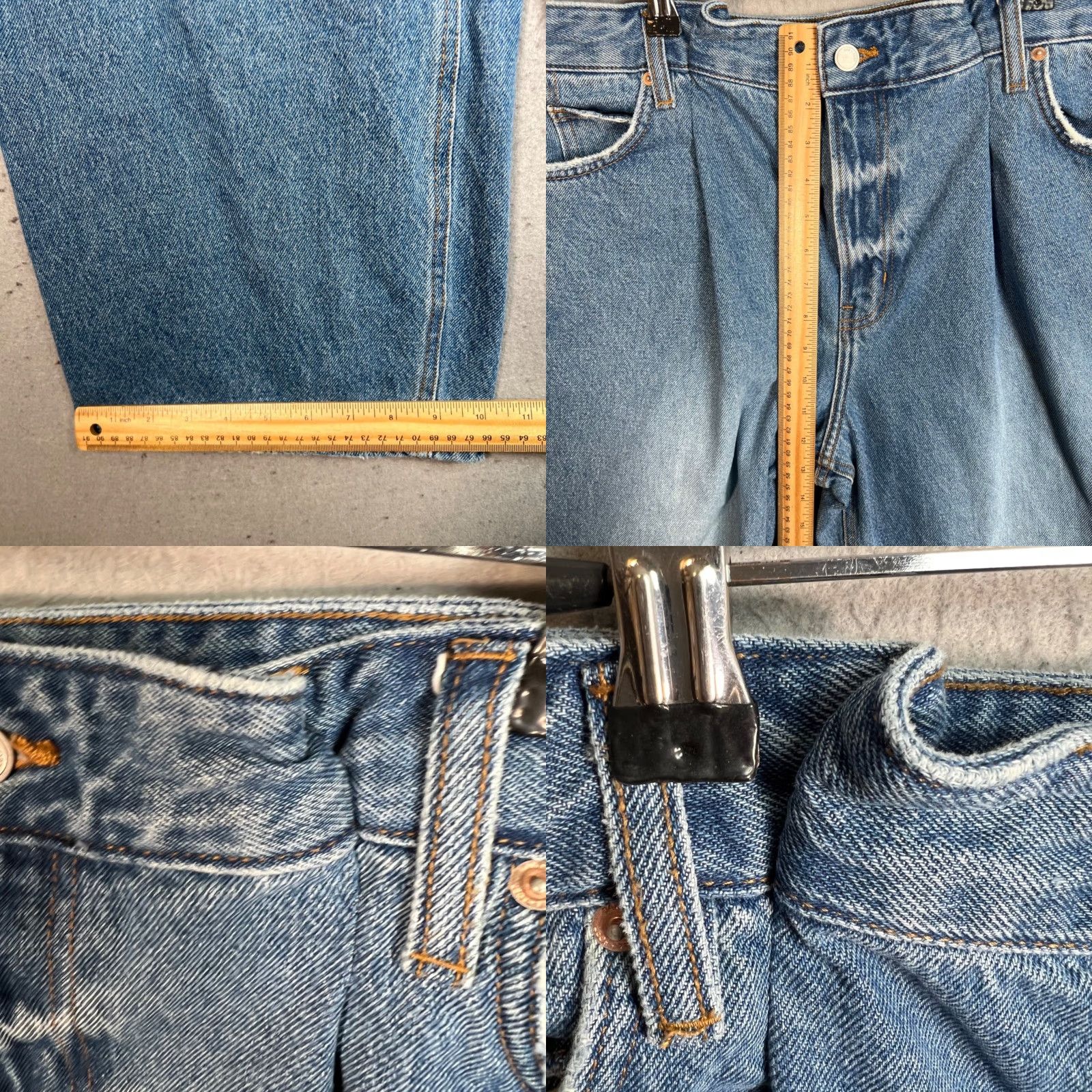 Oak + Fort Oak + Fort Denim Jeans Womens 29 High-Waist Wide Blue 5-Pocket Style Wide-Leg Jeans Womens Size ONE SIZE - 8 Thumbnail