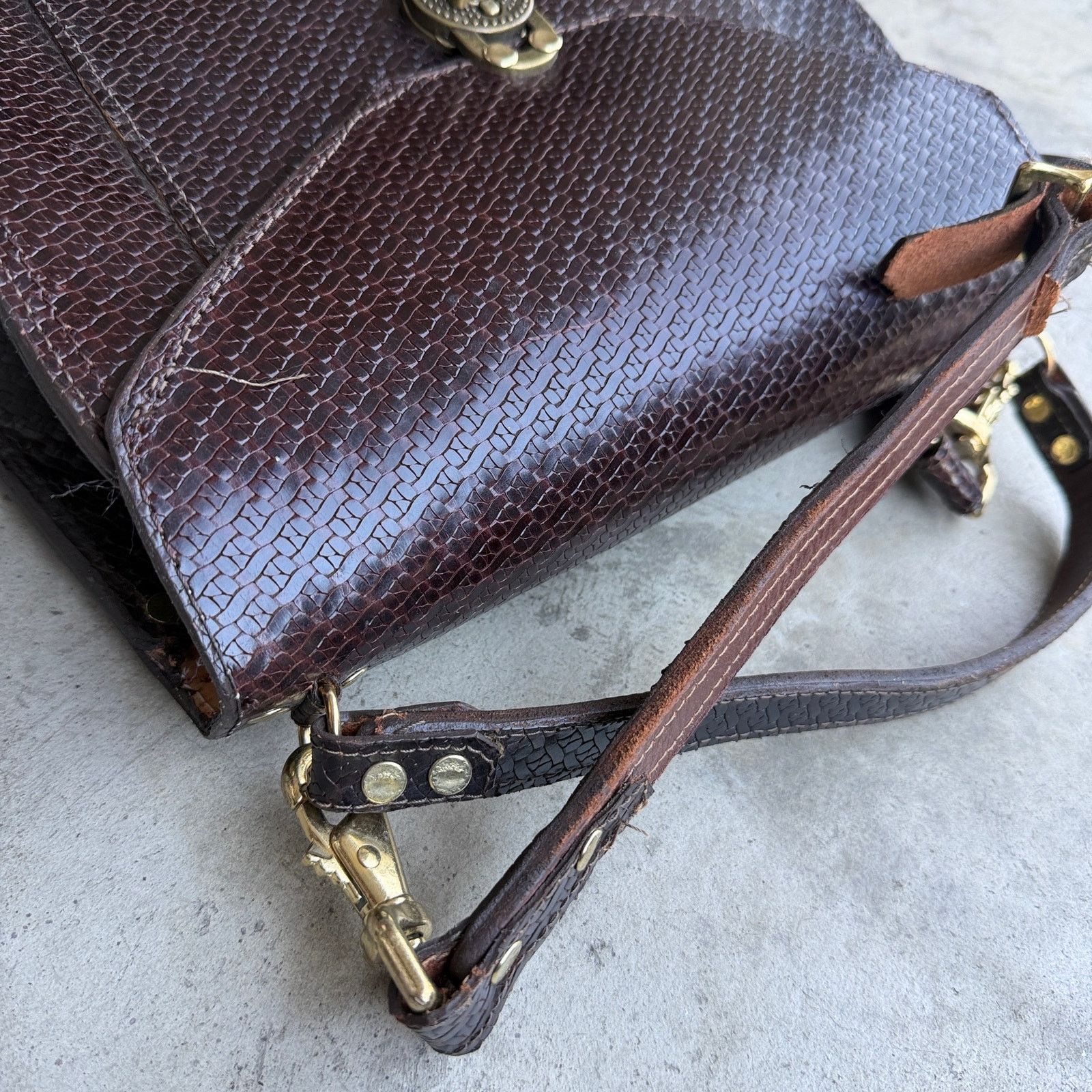 Other Vintage Y2K Woven Leather Western Turn Lock Shoulder Bag Size ONE SIZE - 6 Thumbnail