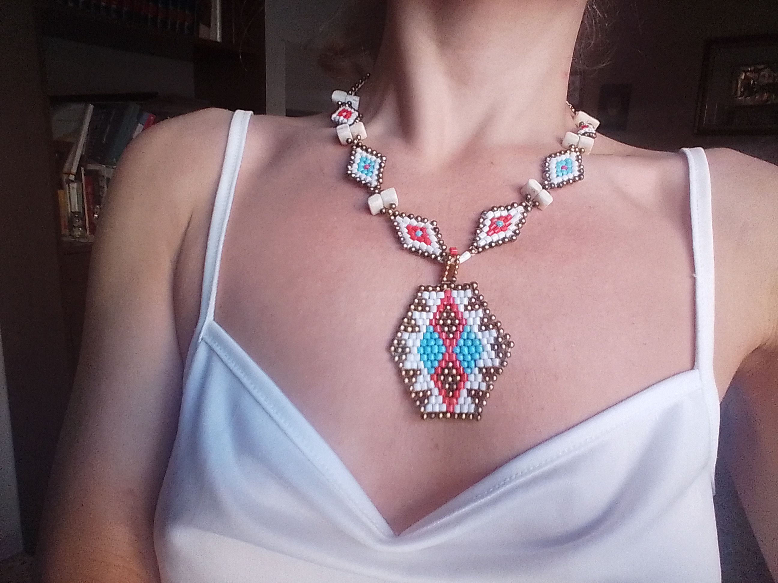 Handmade Necklace Pendant Ethnic Native Americans Rough Stones Size ONE SIZE - 2 Thumbnail