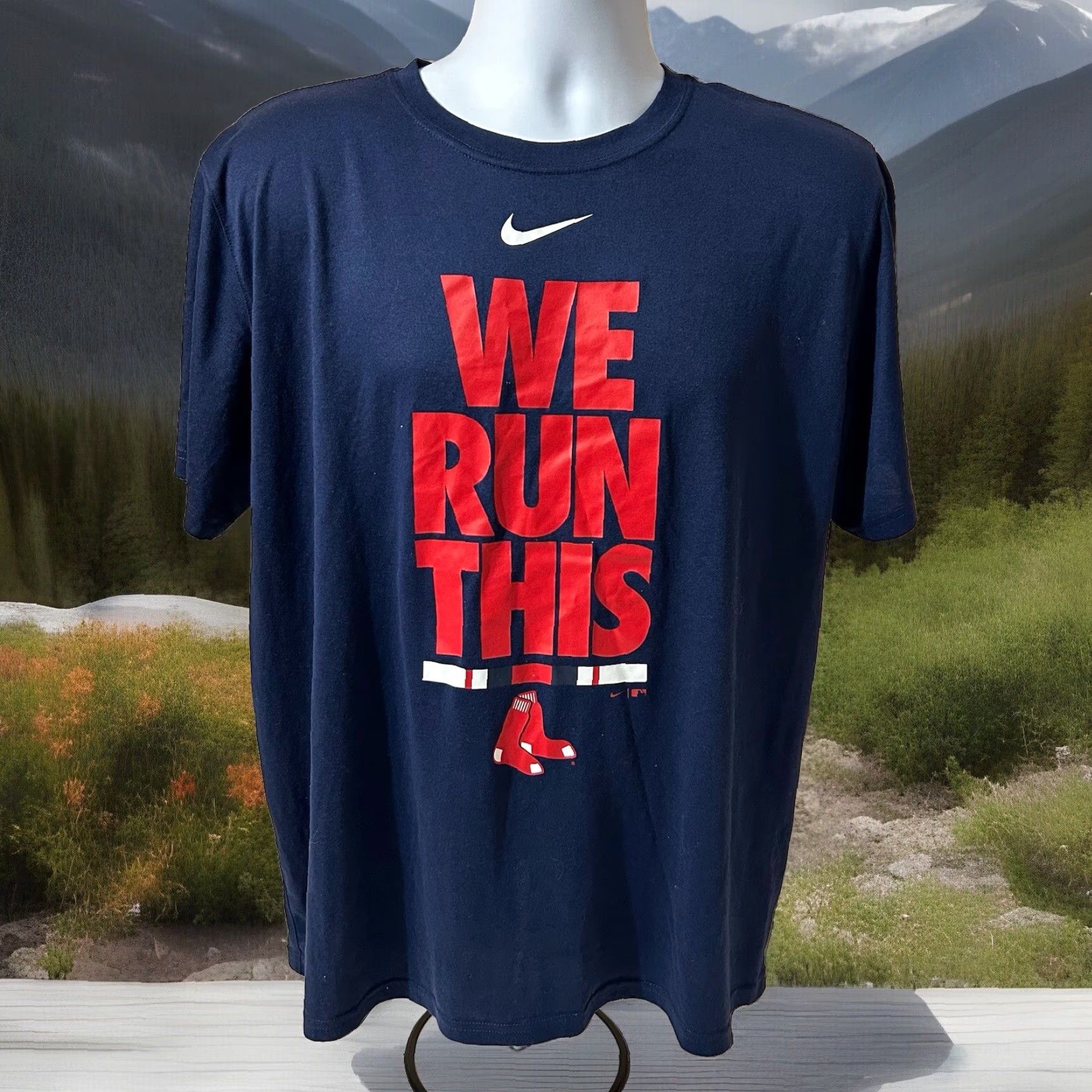 Nike Nike Dri-FIT Boston Red Sox Shirt Men XL Navy Short Sleeve Baseball Graphic Print 2019 Size US XL / EU 56 / 4 - 3 Thumbnail