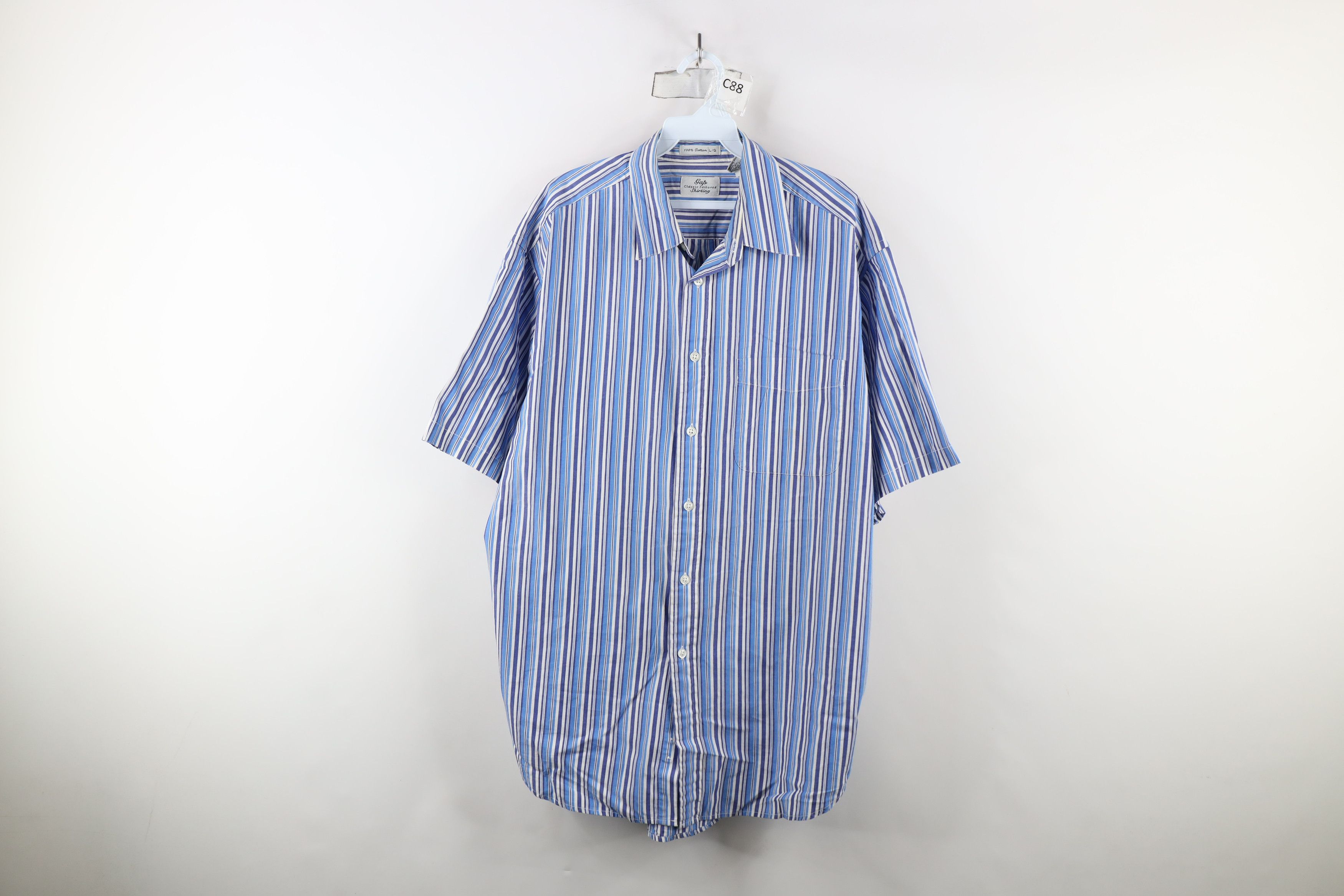 Gap × Vintage Vintage 90s Gap Striped Short Sleeve Collared Button Shirt Size US L / EU 52-54 / 3 - 1 Thumbnail