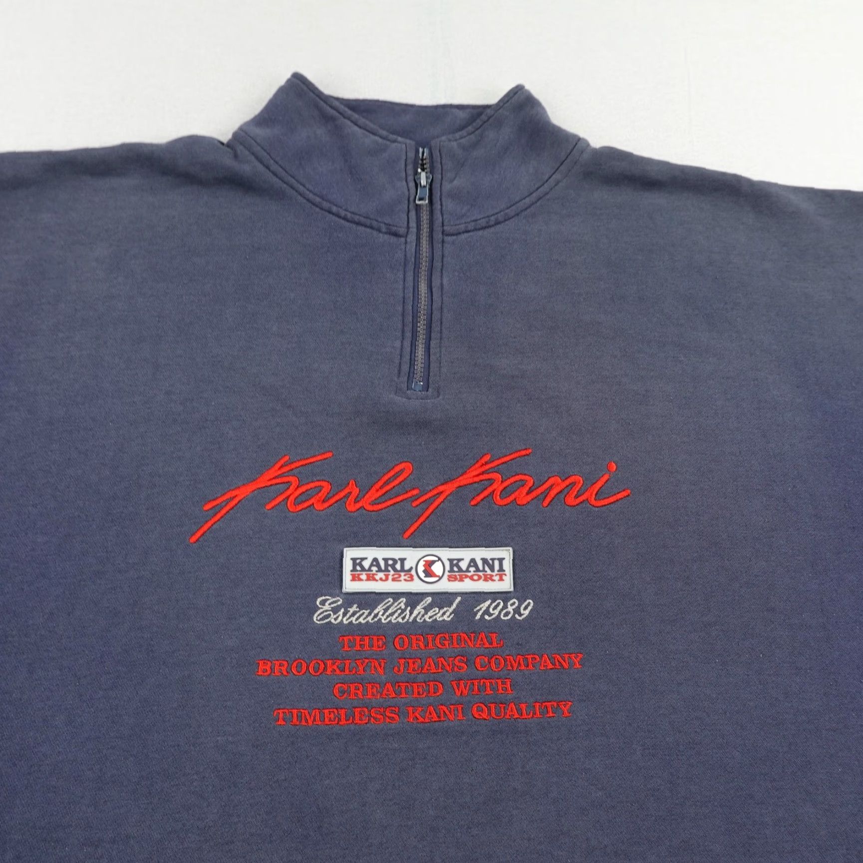 Karl Kani Vintage Karl Kani Sweatshirt Mens 3XL Tall Blue 1/4 Zip Pullover Brooklyn Y2K ^ Size US XXL / EU 58 / 5 - 2 Thumbnail
