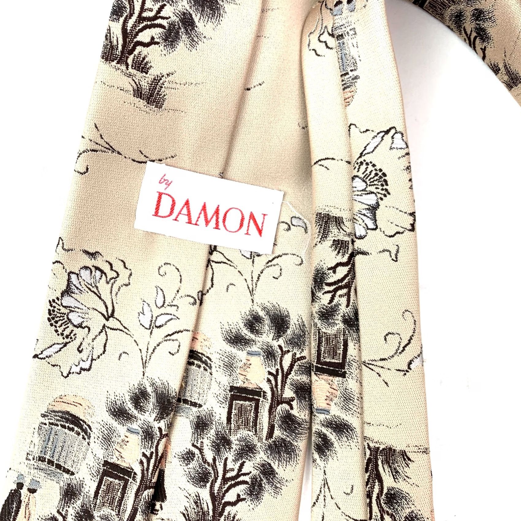 Vintage VINTAGE Damon Tie Asian Floral Polyester Union Made in USA Mens 54 x 4.25" Size ONE SIZE - 5 Thumbnail