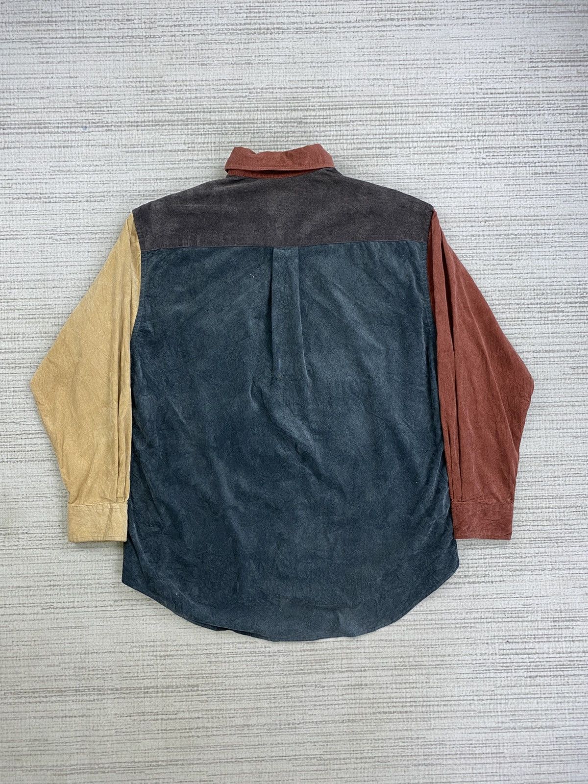 Boston Traders × Vintage Vintage Boston Traders Colour Block Corduroy Button Up Shirt Size US L / EU 52-54 / 3 - 2 Thumbnail