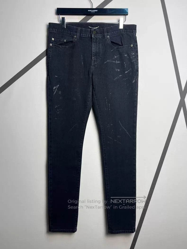 Saint Laurent Paris Saint Laurent Paris Black Reflective Splatter Basic Denim Size US 32 / EU 48 - 1 Thumbnail