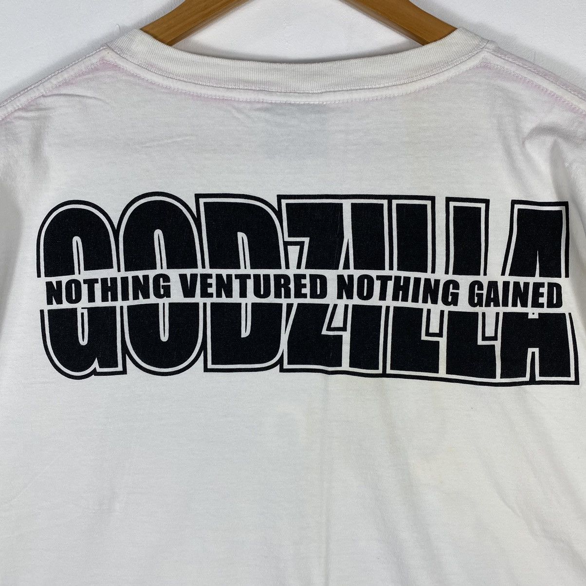 Japanese Brand × Vintage Vintage GODZILLA NOTHING VENTURED NOTHING GAINED Tee Size US XXL / EU 58 / 5 - 7 Thumbnail