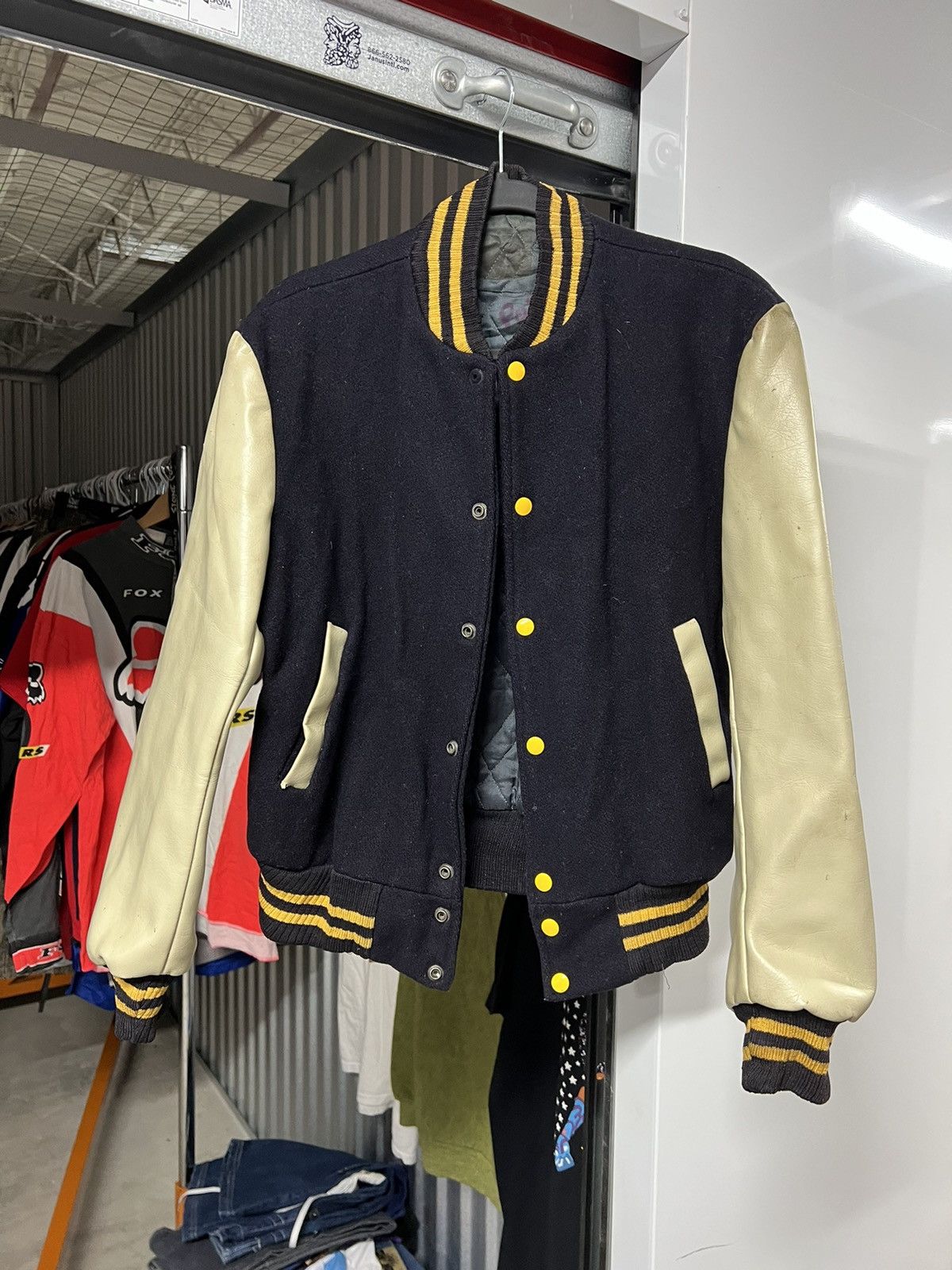 image of 60S University Of Akron Varsity Jacket Letterman in Blue, Men's (Size Small)