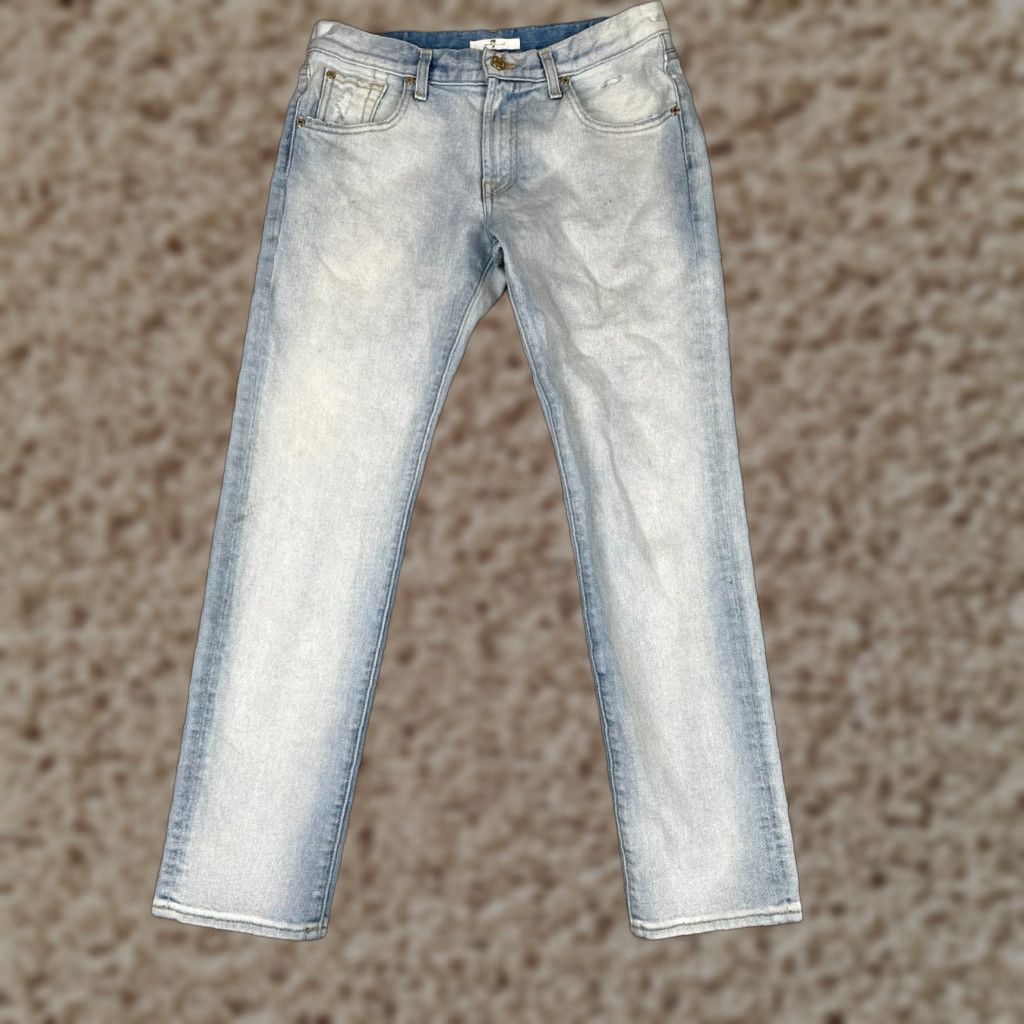 7 For All Mankind 7 For All Mankind Jeans Womens 28 Blue Denim Relaxed Skinny Bleached 28x29 28 Inseam 5-Pocket Logo Embroidered Distressed Comfort Stretch Size 28" / US 6 / IT 42 - 1 Thumbnail