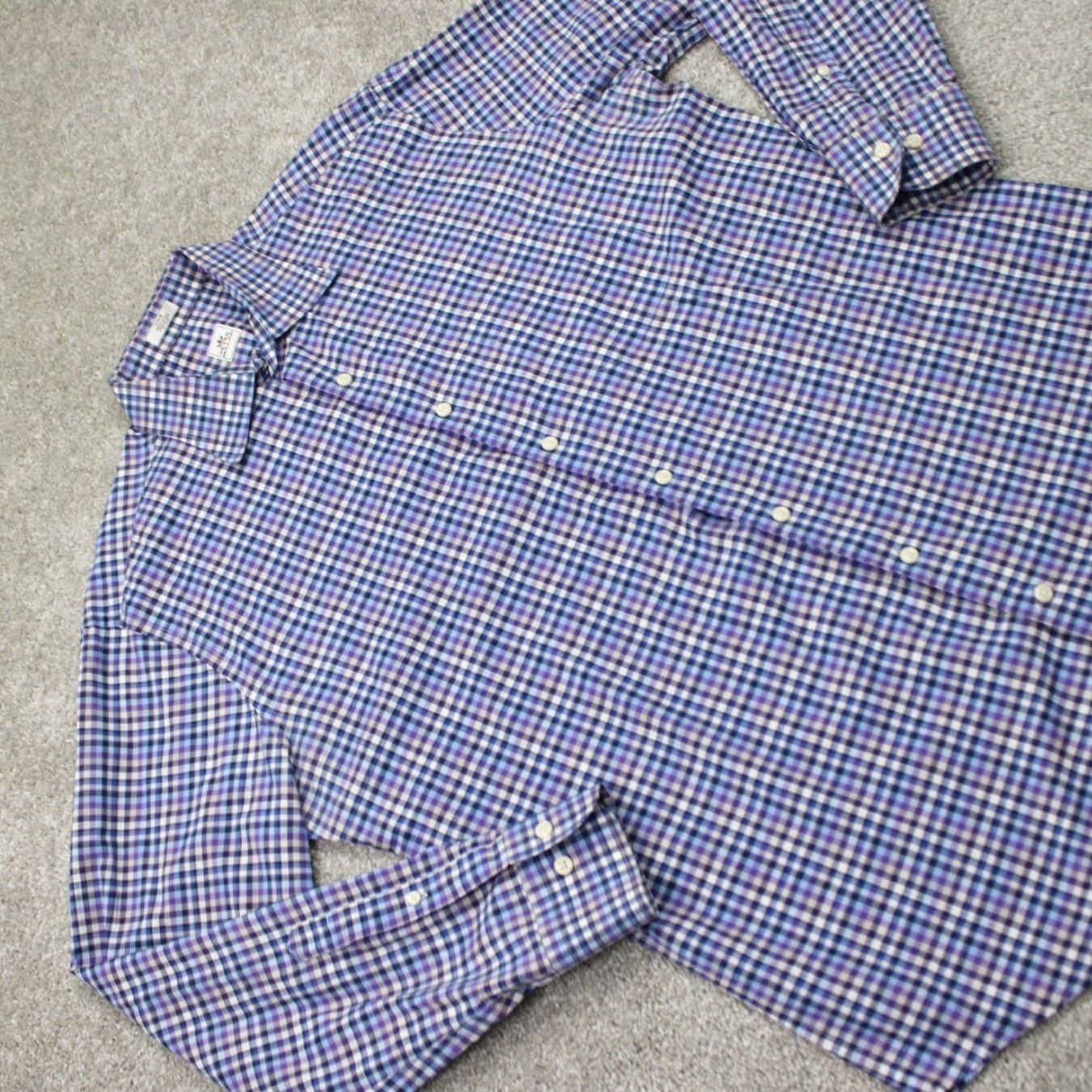 Peter Millar Peter Millar Shirt Mens Large Blue/Purple/Black/White 100% Cotton L/S Button Up Size US L / EU 52-54 / 3 - 7 Thumbnail
