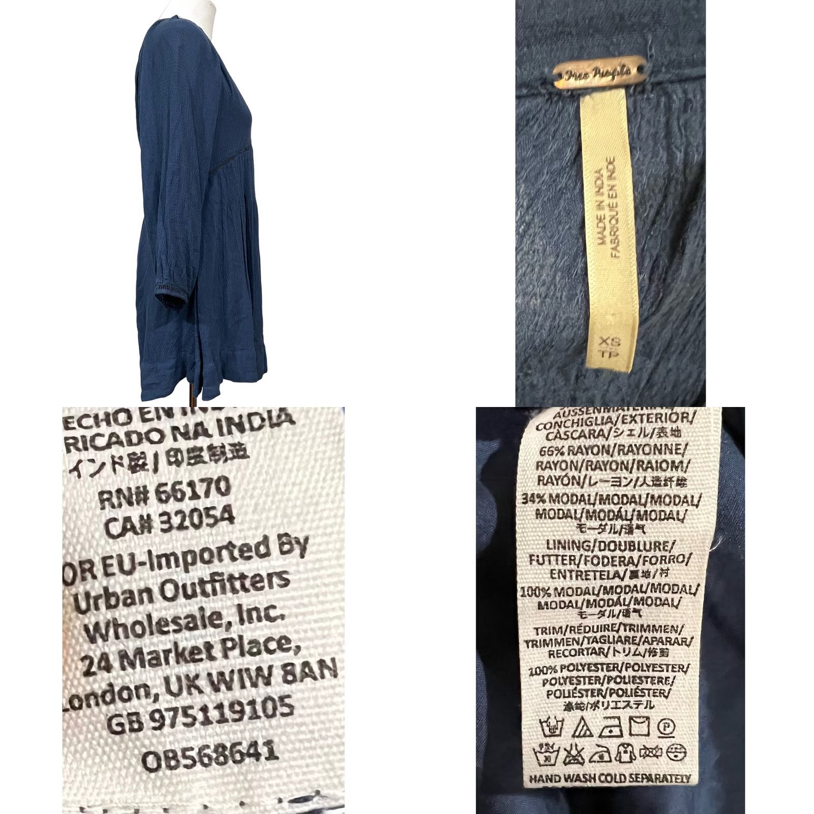 Free People Free People Mini Dress Swing Blue Boho Deep V-Neck Go Lightly Women’s XS Dress Size XS / US 0-2 / IT 36-38 - 8 Thumbnail