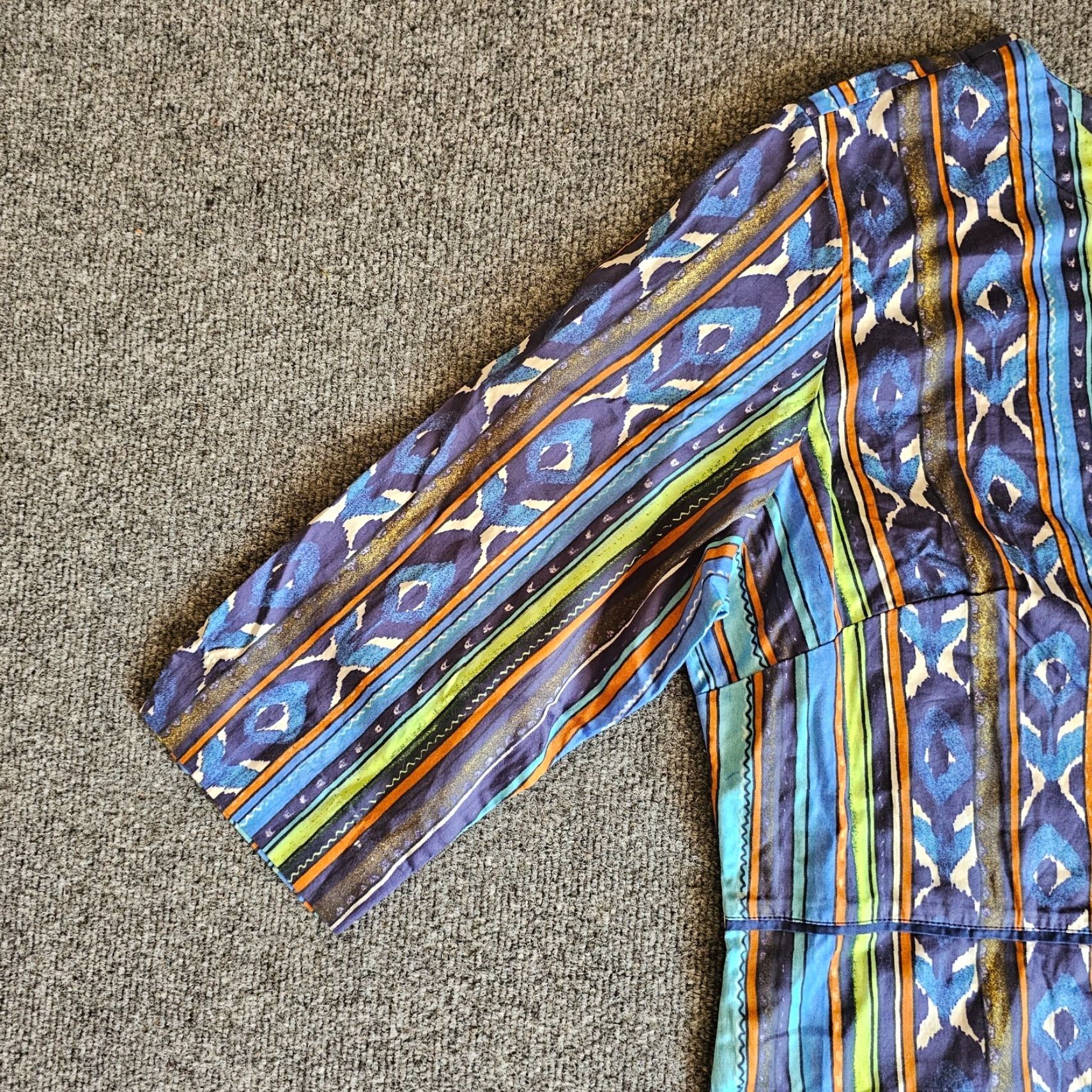 Vintage J. Peterman Top Tunic Womens XL Blue Striped 3/4 Sleeve Round Neck Casual Career Blouse Size XL / US 12-14 / IT 48-50 - 5 Thumbnail