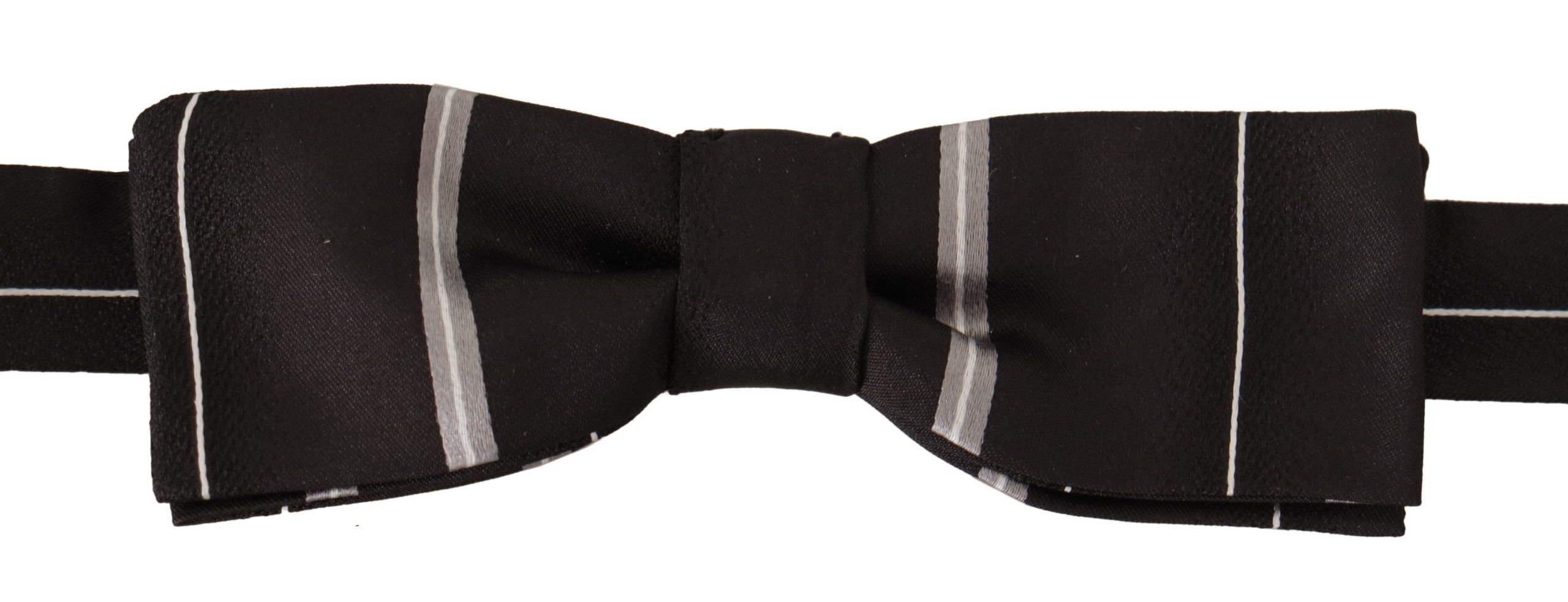 Dolce & Gabbana Elegant Silk Bow Tie in Black and Men's Grey Size ONE SIZE - 1 Thumbnail