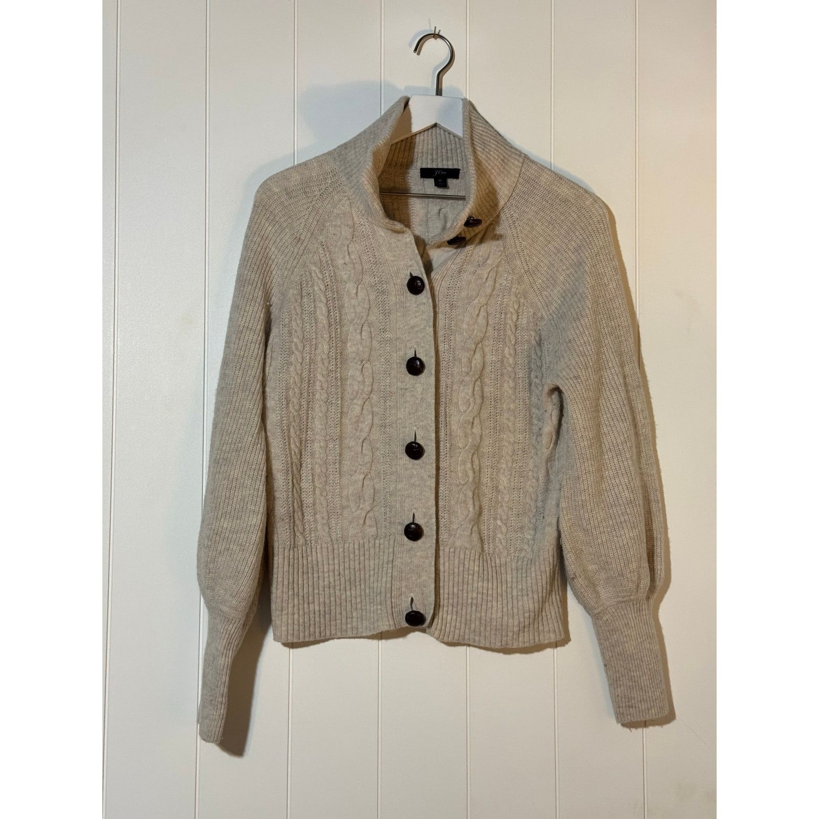 J.Crew J. Crew Cable Knit Button Front Cardigan Sweater - Medium Size M / US 6-8 / IT 42-44 - 1 Thumbnail