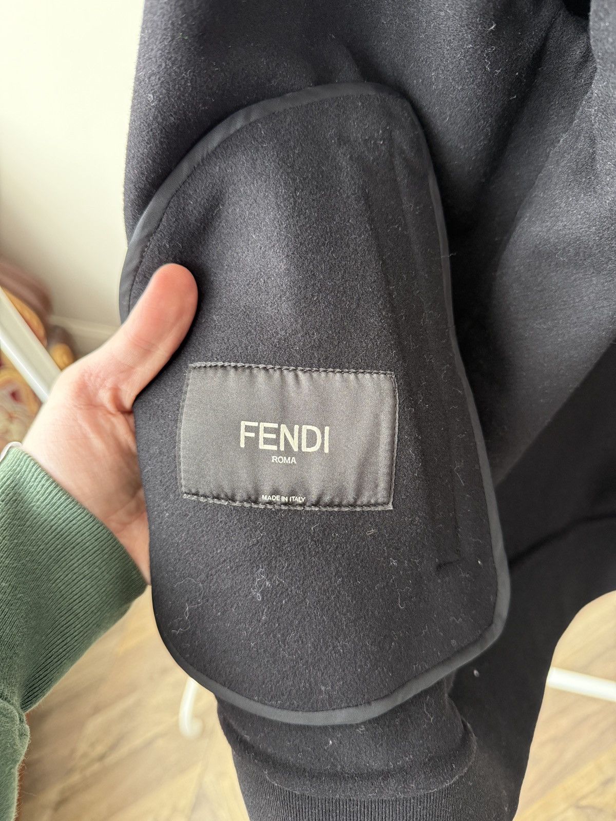 Fendi Vintage FENDI Roma Black Virgin Wool Zip Bomber Jacket Size US M / EU 48-50 / 2 - 7 Thumbnail