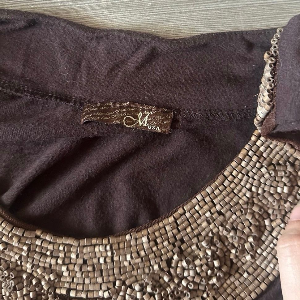Other m usa brown beaded beige tank top Size M / US 6-8 / IT 42-44 - 3 Thumbnail