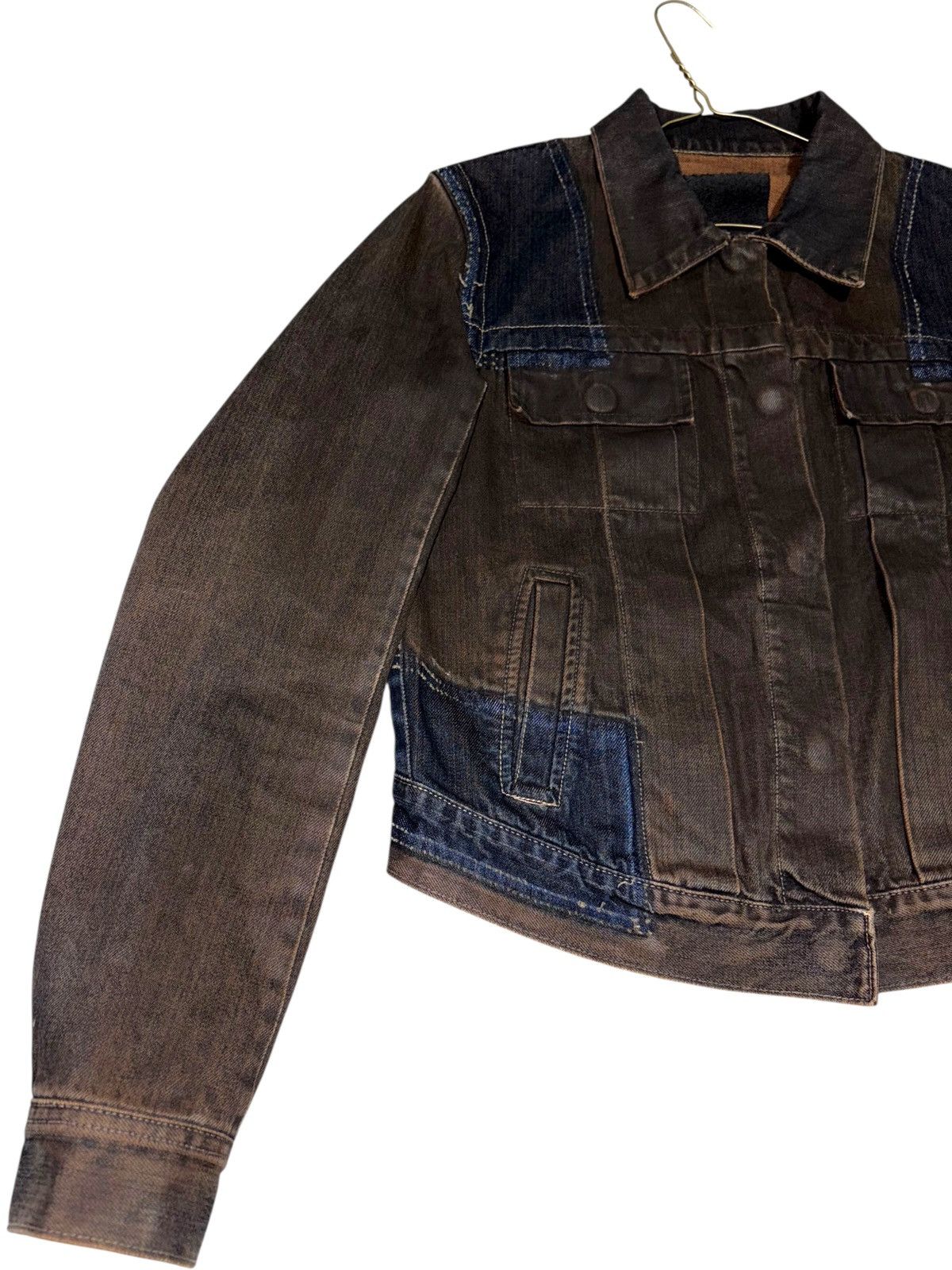 Rick Owens 01 Rick Owens SLAB Waxed Denim Trucker Jean Jacket Patchwork Size US S / EU 44-46 / 1 - 4 Thumbnail