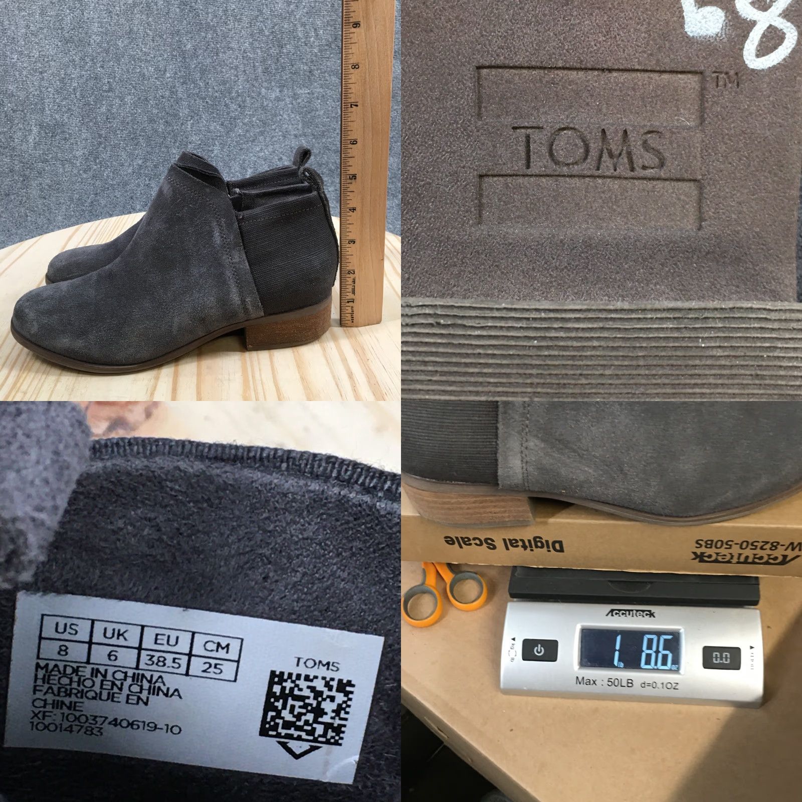 Toms TOMS Boots Womens 8 Gray Deia Ankle Booties Suede Heels Zip Casual Boots Gray 8 Shoes Women Modern Classic Size US 8 / IT 38 - 10 Thumbnail