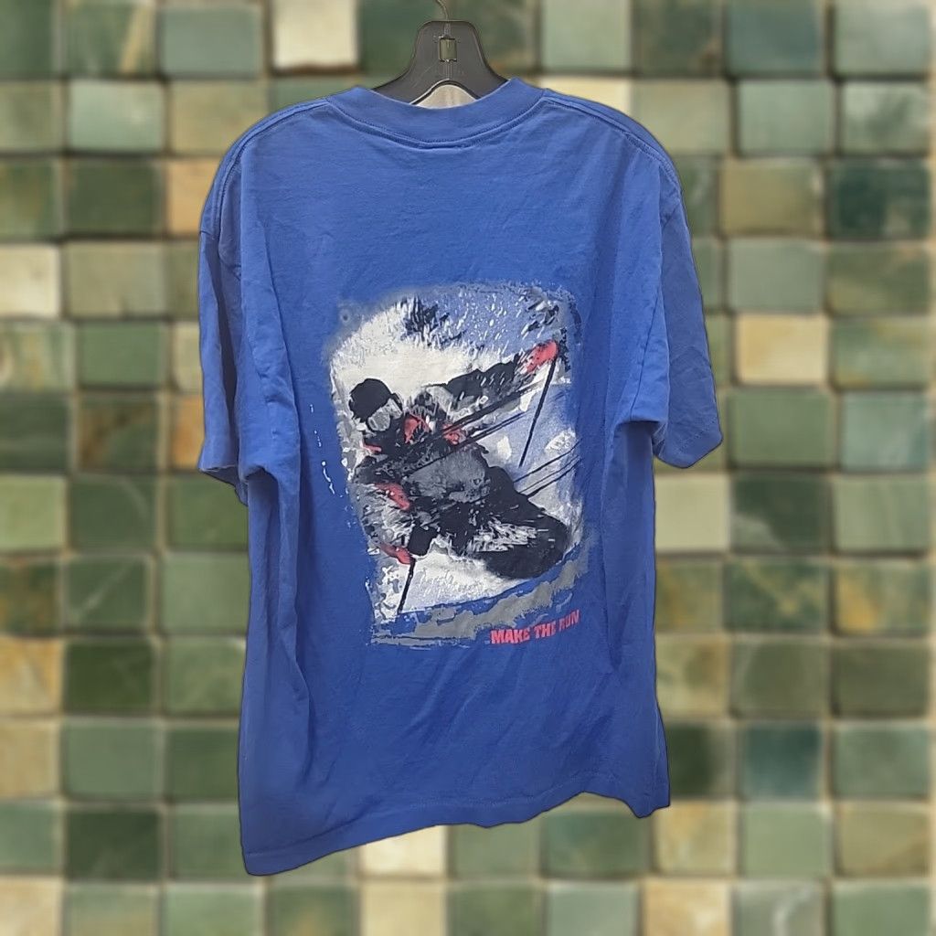 Marlboro VINTAGE Marlboro Adventure Team T-Shirt Ski Mens Medium Blue Crew Neck Short Sleeve Cotton Regular Pocket 90s Theme Ski Size US M / EU 48-50 / 2 - 1 Thumbnail