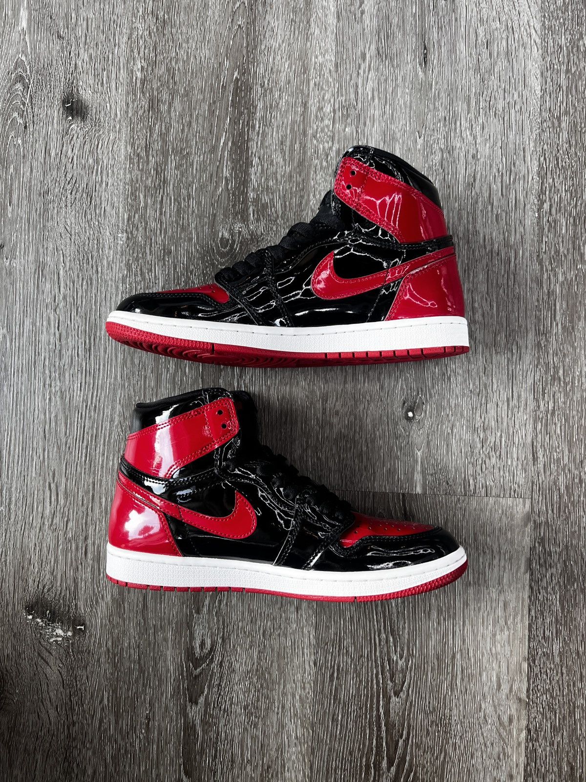 Jordan Brand Air Jordan 1 High OG “Patent Bred” **PRE-OWNED** Size US 8 / EU 41 - 2 Thumbnail