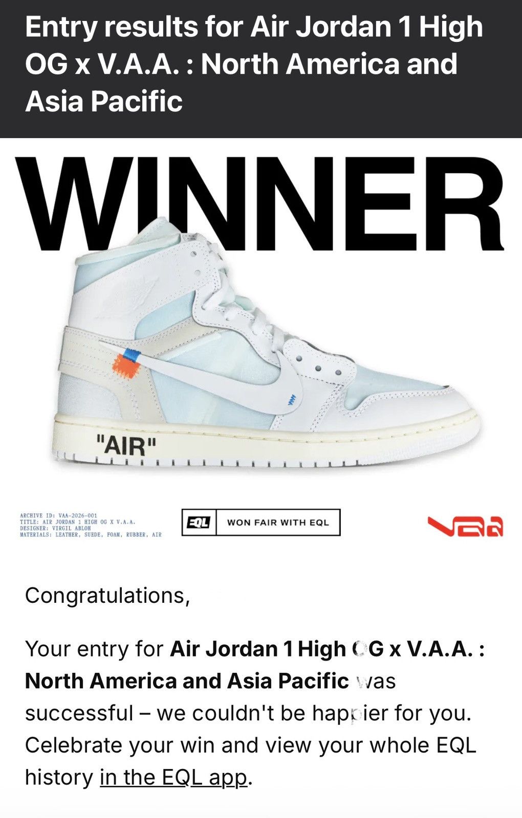 Jordan Brand × Off-White Jordan 1 VAA Alaska Size US 9.5 / EU 42-43 - 1 Thumbnail