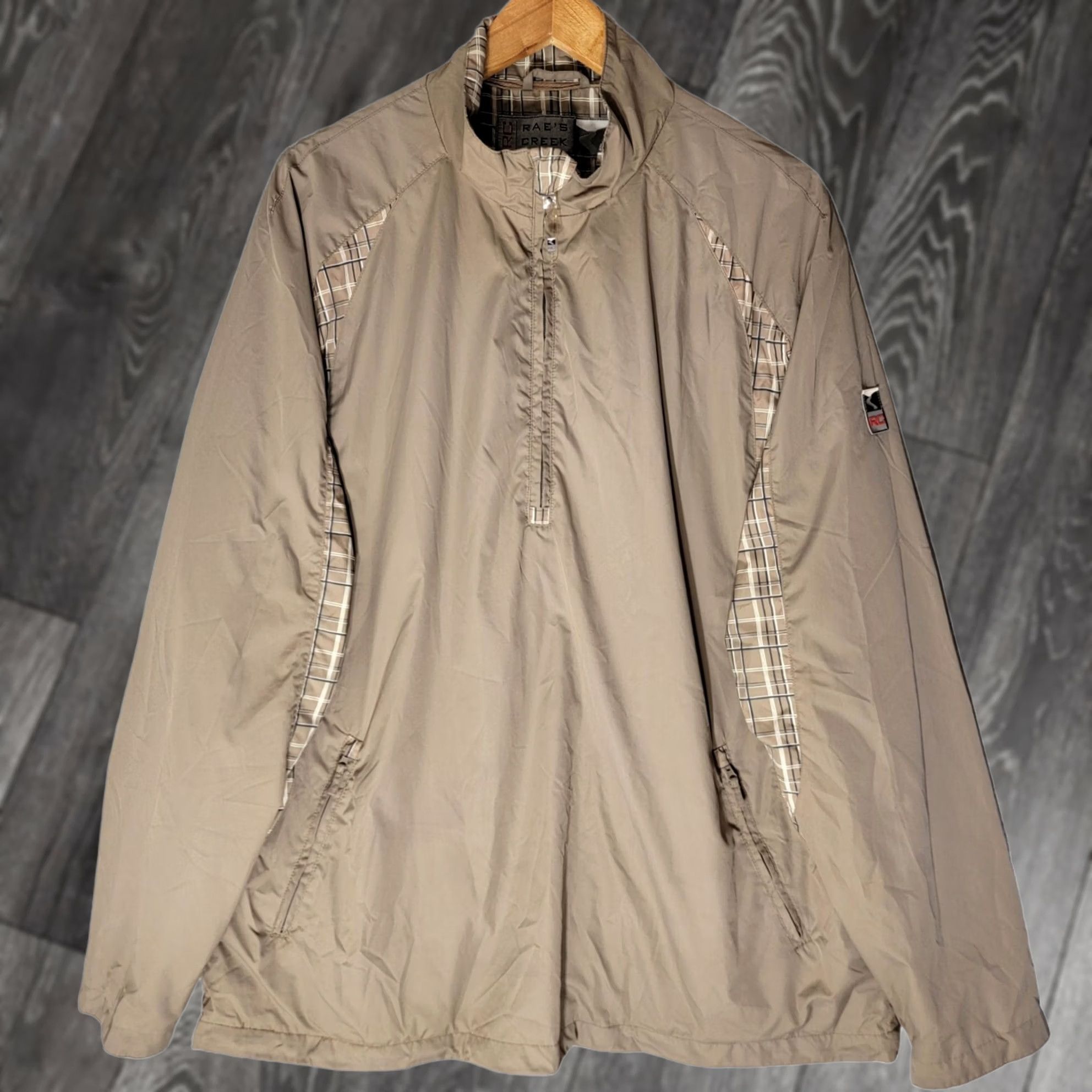 Vintage Rae's Creek Mens Jacket Windbreaker Waterproof Plaid 1/4 Zip Packable Gorpcore Sz XL Tan Size US XL / EU 56 / 4 - 1 Thumbnail