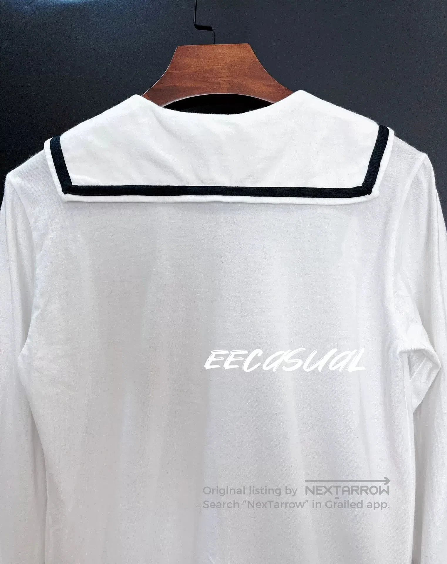 CDG by Comme des Garcons White Black Collar Long Sleeve T. Size S / US 4 / IT 40 - 6 Thumbnail