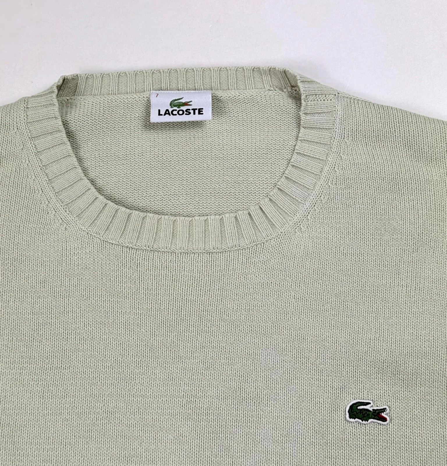 Lacoste Vintage Lacoste Light Green Logo Knit Crewneck Sweater Size US XXL / EU 58 / 5 - 3 Thumbnail