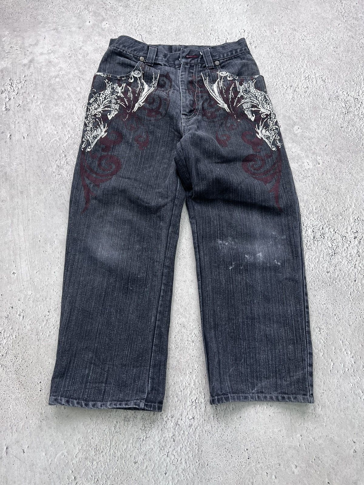 JNCO × Japanese Brand Crazy Vintage Y2K/2000s Grunge Dark Wash Denim Jeans! Size US 30 / EU 46 - 2 Thumbnail