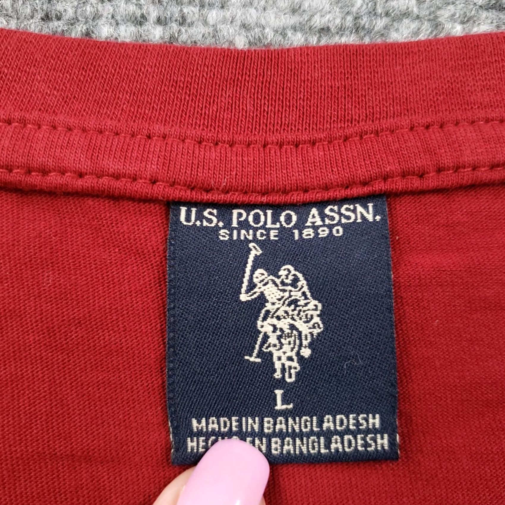 Vintage US Polo Assn. Shirt Mens L Red Basic Crew Neck Short Sleeves Cotton Size US L / EU 52-54 / 3 - 3 Thumbnail