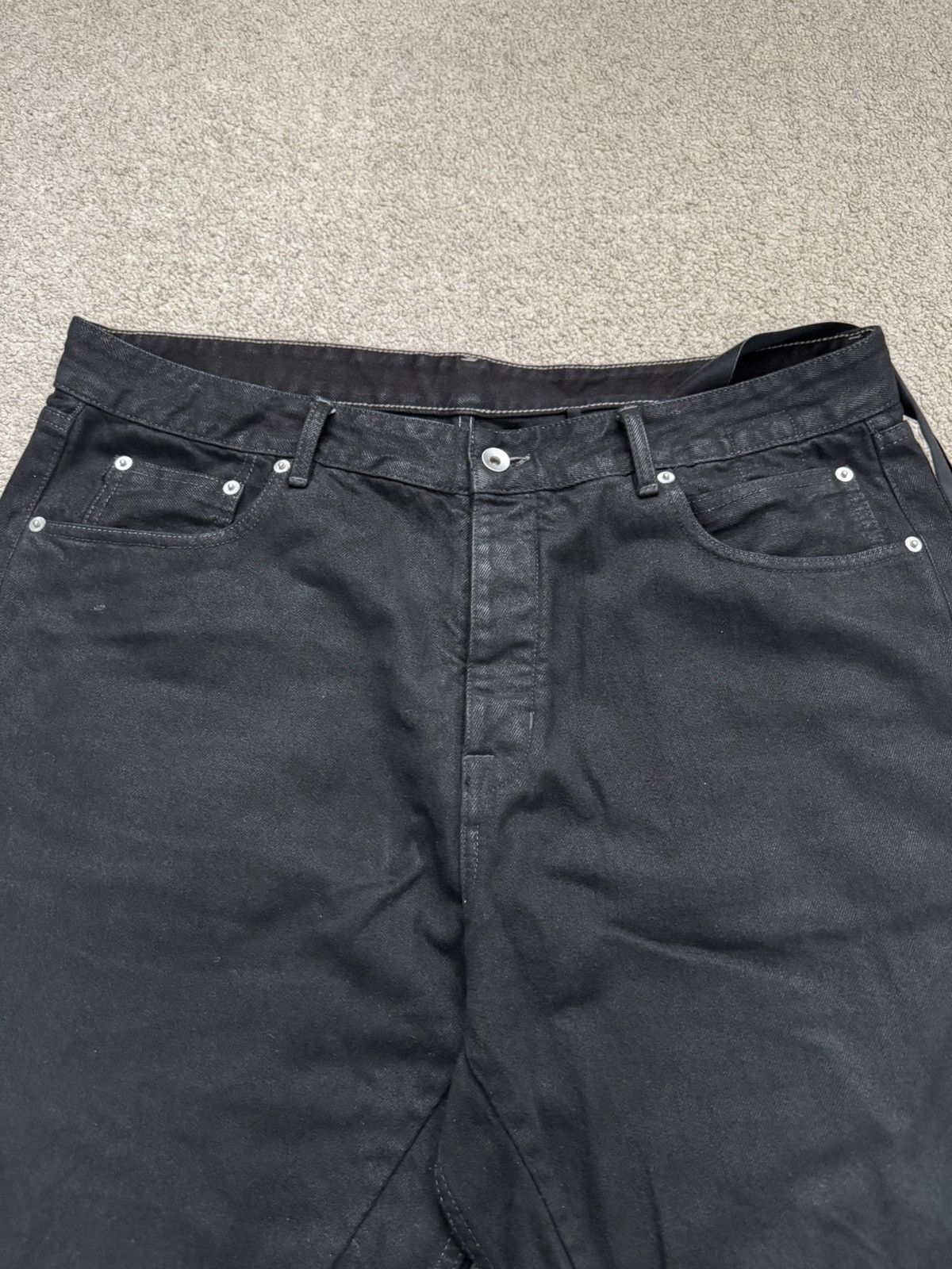 Rick Owens FW22 Rick Owens DRKSHDW Black Waxed Performa Cut Denim Jeans Size US 36 / EU 52 - 3 Thumbnail