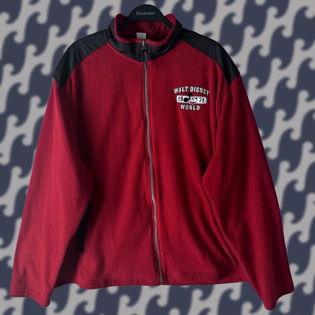 Disney Disney Parks Walt Disney World Mickey Mouse Red Fleece Jacket Mens XL Full Zip Bomber Jacket Size US XL / EU 56 / 4 - 1 Thumbnail