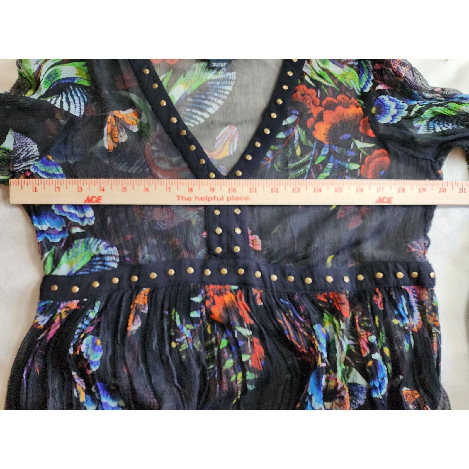 Anthropologie Maeve Studded Sheer V-Neck Tunic Dress Size 4 Whimsigoth Size S / US 4 / IT 40 - 6 Thumbnail