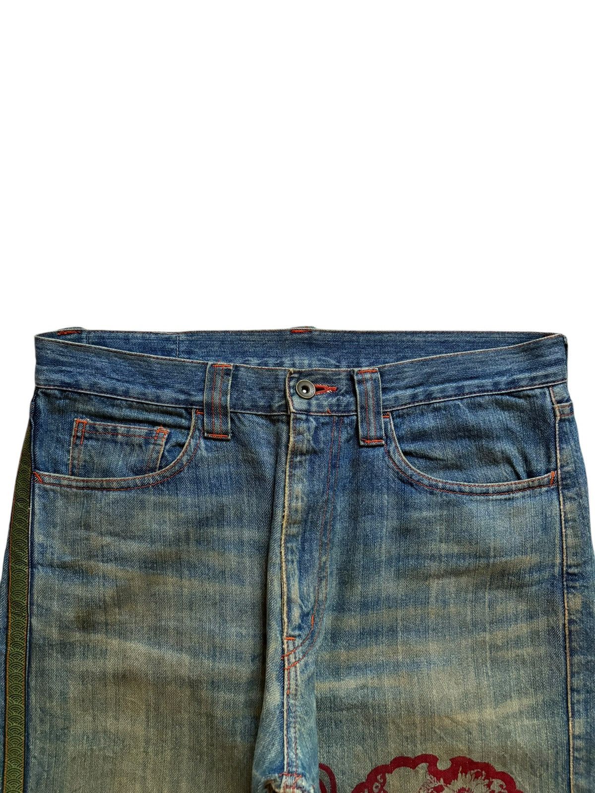 Japanese Brand Vintage Aesthetic Japan Traditional Style Print Baggy Jeans Size US 33 - 4 Thumbnail