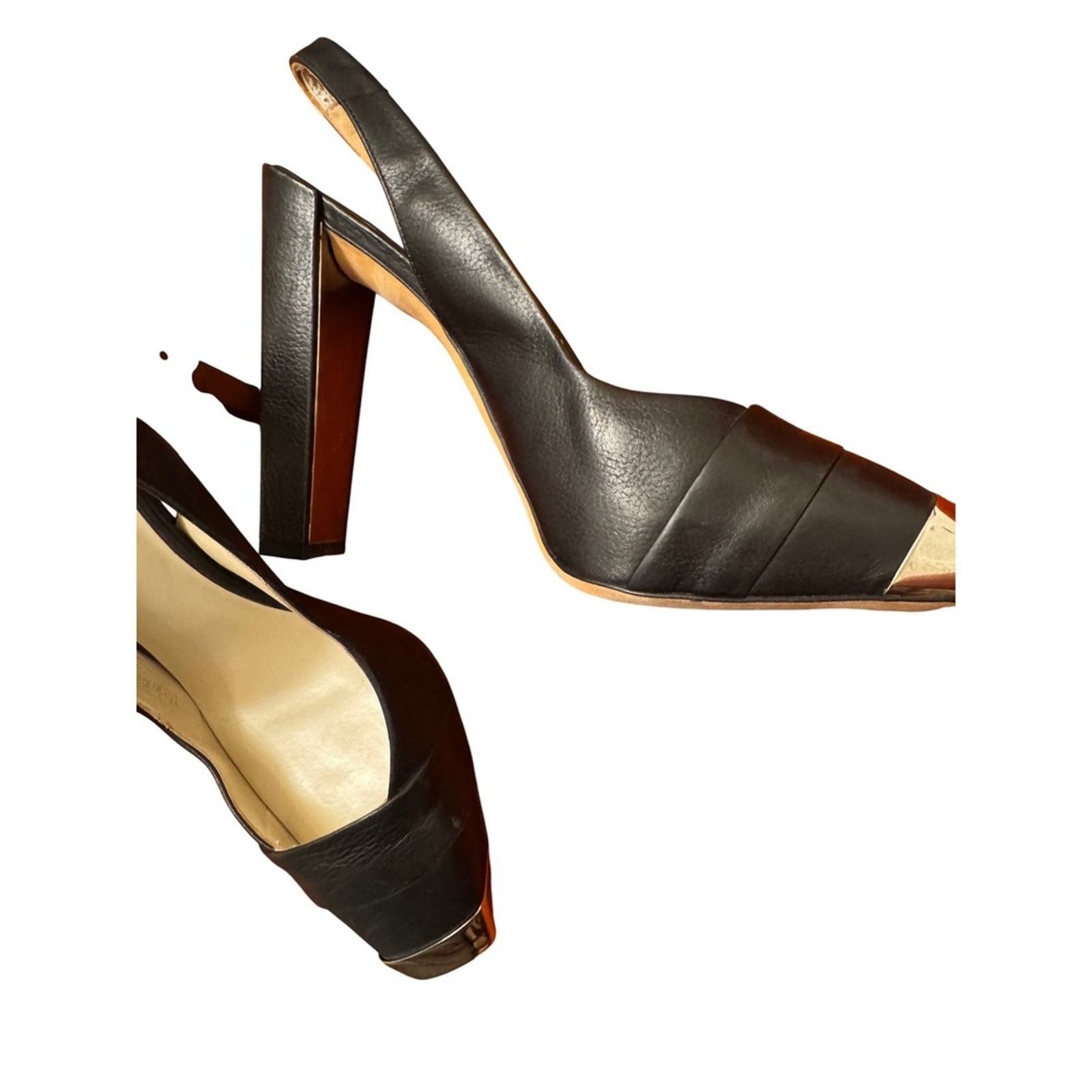Dior Dior Heel SLINGBACK Black Leather Silver Toe Cap Pumps S 8.5 Size US 8.5 / IT 38.5 - 2 Thumbnail