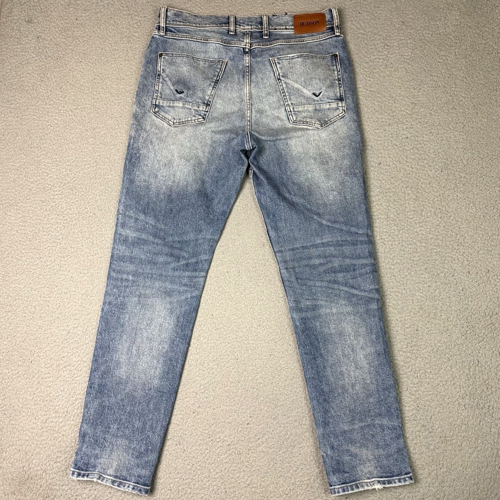 Hudson VINTAGE Hudson Jeans Mens 33 Blue Relaxed Sartor Skinny Zip Fly Stretch Distressed Rare Jeans Mens XS? Size US 33 - 5 Thumbnail