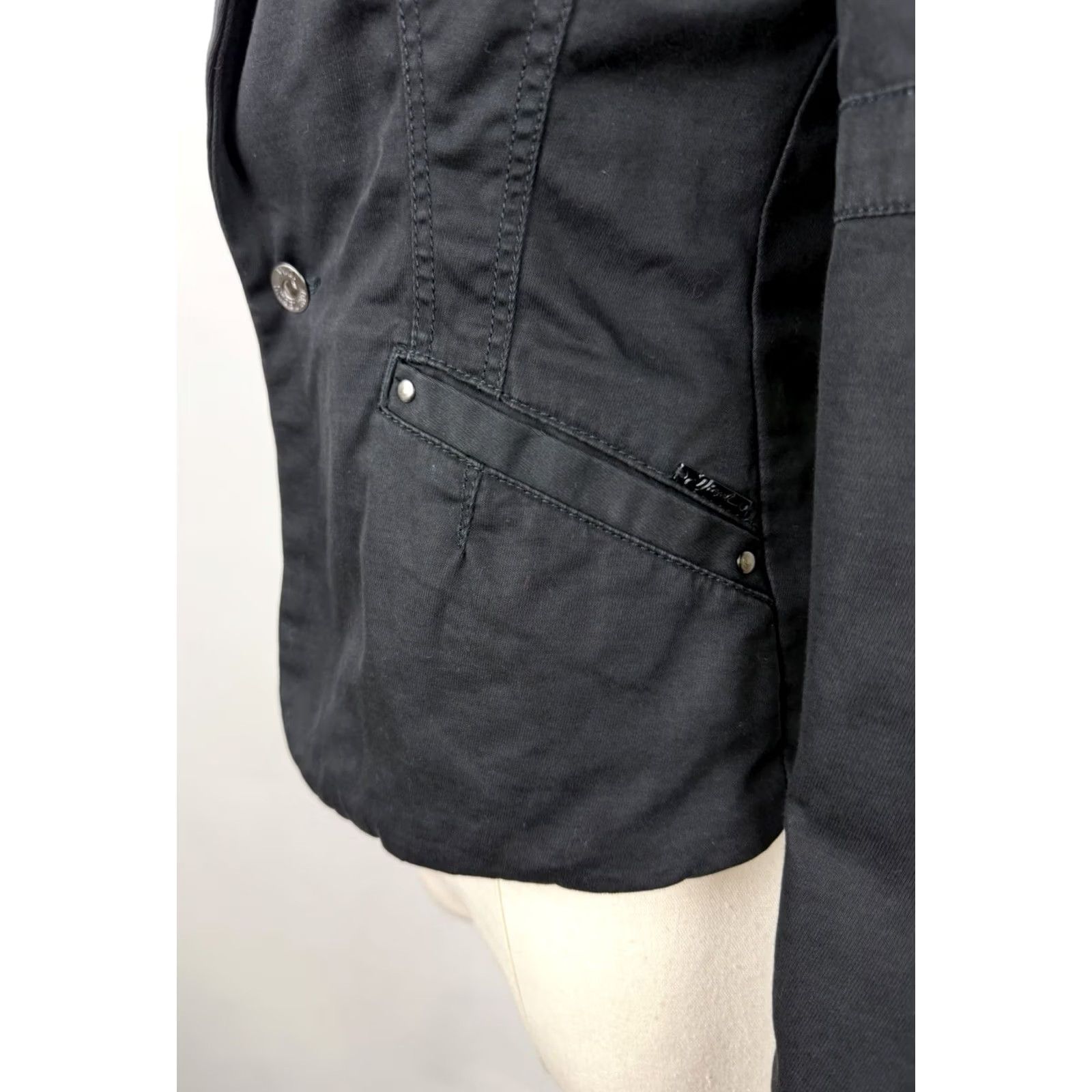 VINTAGE Diesel Jacket Womens XS Black Puff Sleeve Short Front