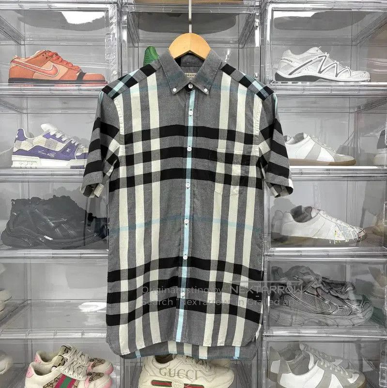 Burberry Burberry Gray Checkered Cotton Shirt. Size US S / EU 44-46 / 1 - 1 Thumbnail
