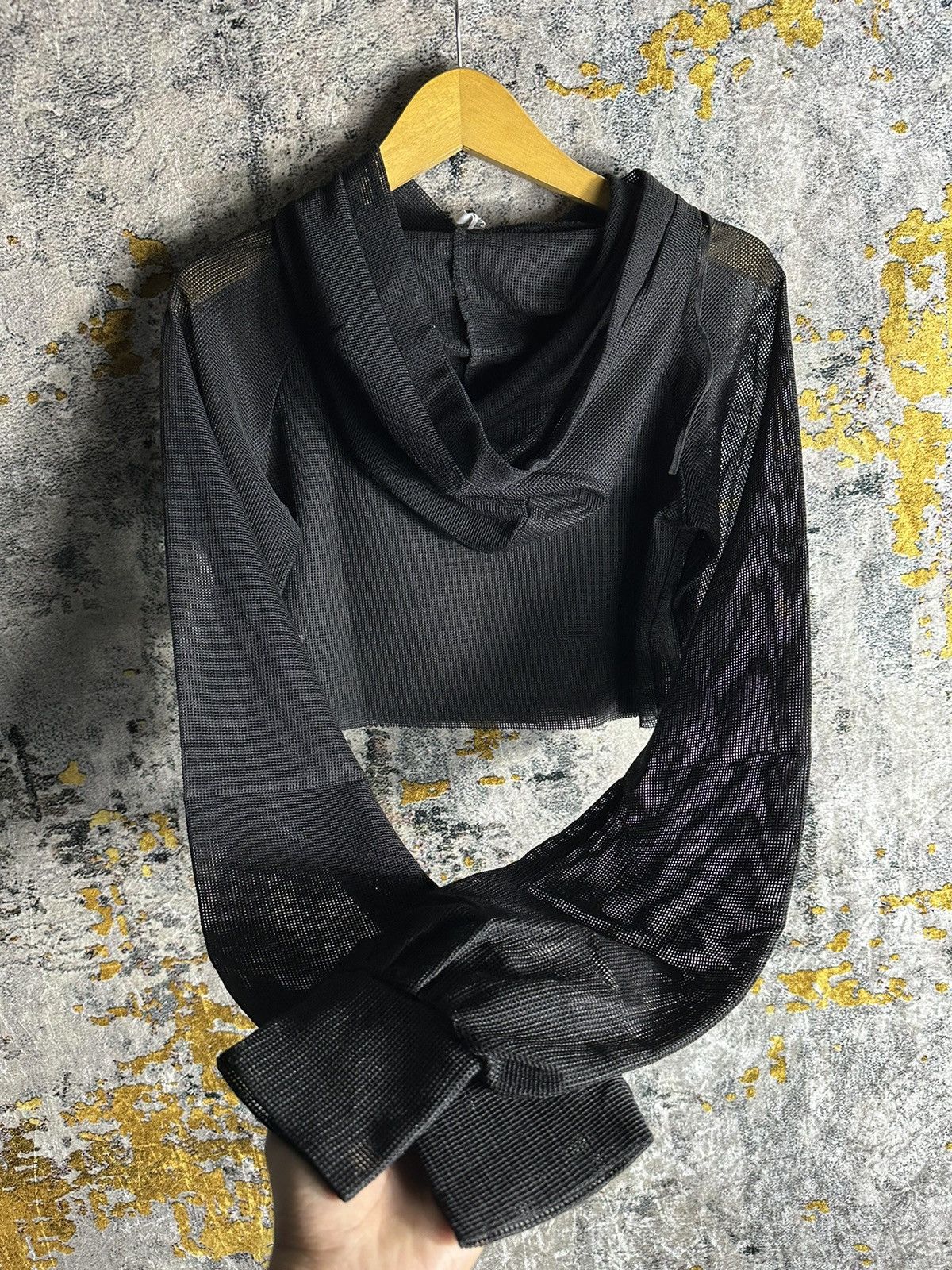 KMRii IF SIX WAS NINE LGB CROPPED STYLE FISHNET BLACK HOODIE Size M / US 6-8 / IT 42-44 - 8 Thumbnail