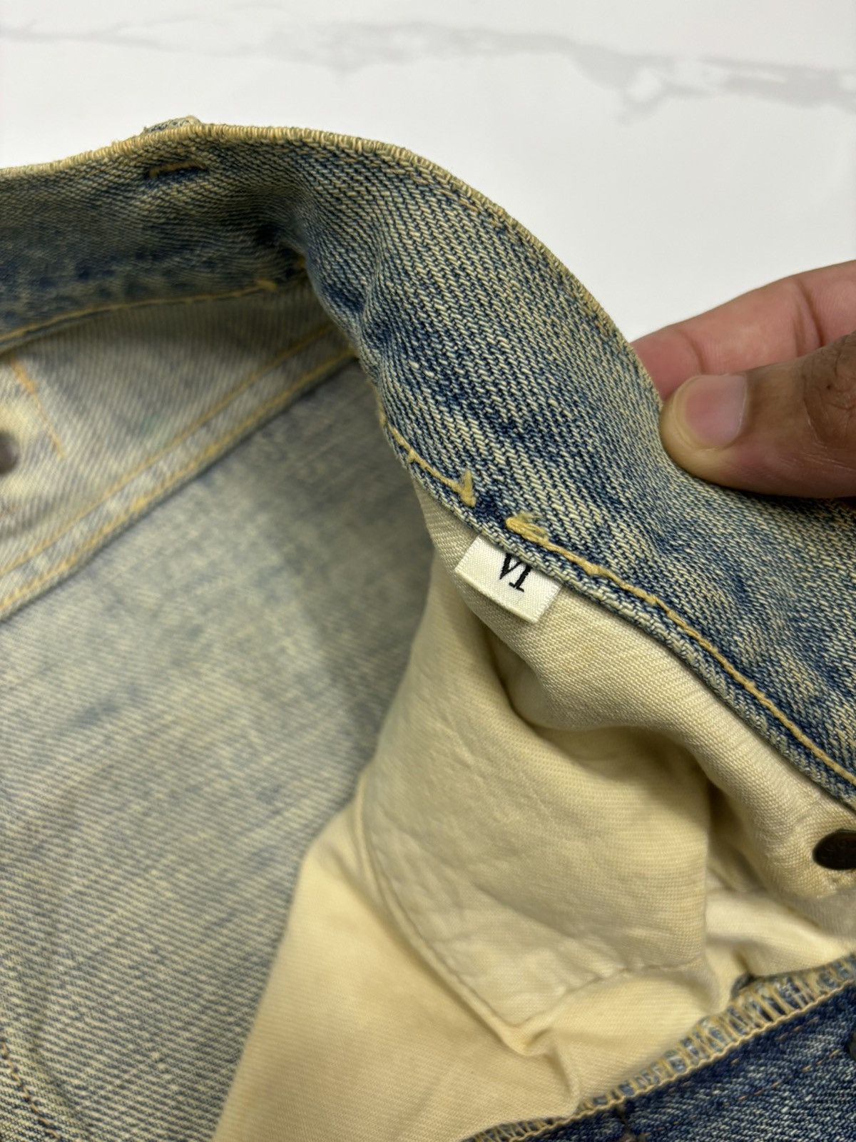 Kapital 🔥VINTAGE 70s BUCKLE BACK SELVEDGE JAPANESE DISTRESS DENIM Size US 30 / EU 46 - 14 Thumbnail
