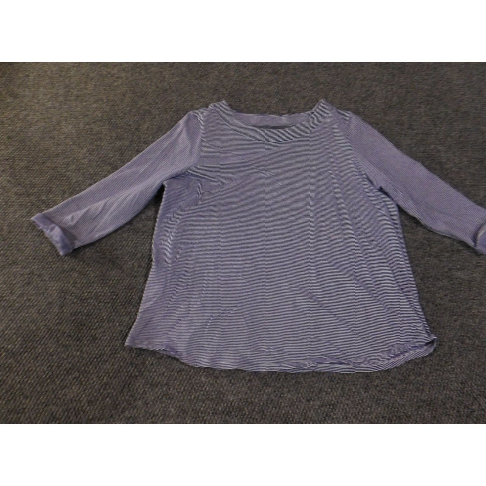 Talbots Talbots Shirt Womens XL Blue Striped Knit Stretch Casual Tee Crew Neck Long Sleeve Cotton Regular Vintage No Size XL / US 12-14 / IT 48-50 - 3 Thumbnail