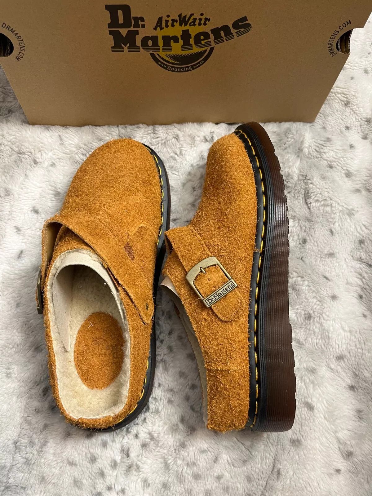 Dr. Martens DR. MARTENS ISHAM Faux Shearling Lined Suede Slingback Mules Size US 9 / EU 42 - 3 Thumbnail
